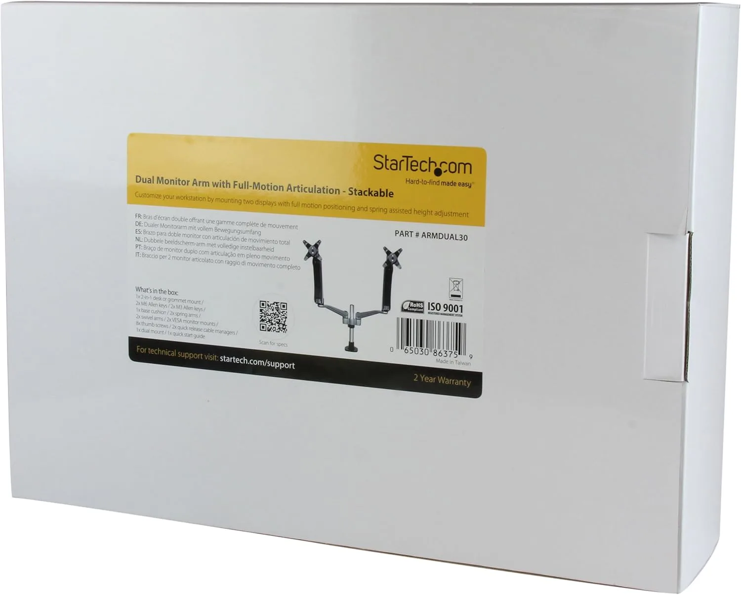 StarTech.com Desk Mount Monitor Arms - Articulating, Spring-Assisted, VESA 75x75/100x100