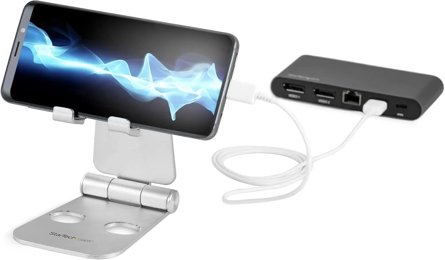 STARTECH.COM Foldable Phone and Tablet Stand - Universal Adjustable Multi-Angle Mobile Device Holder