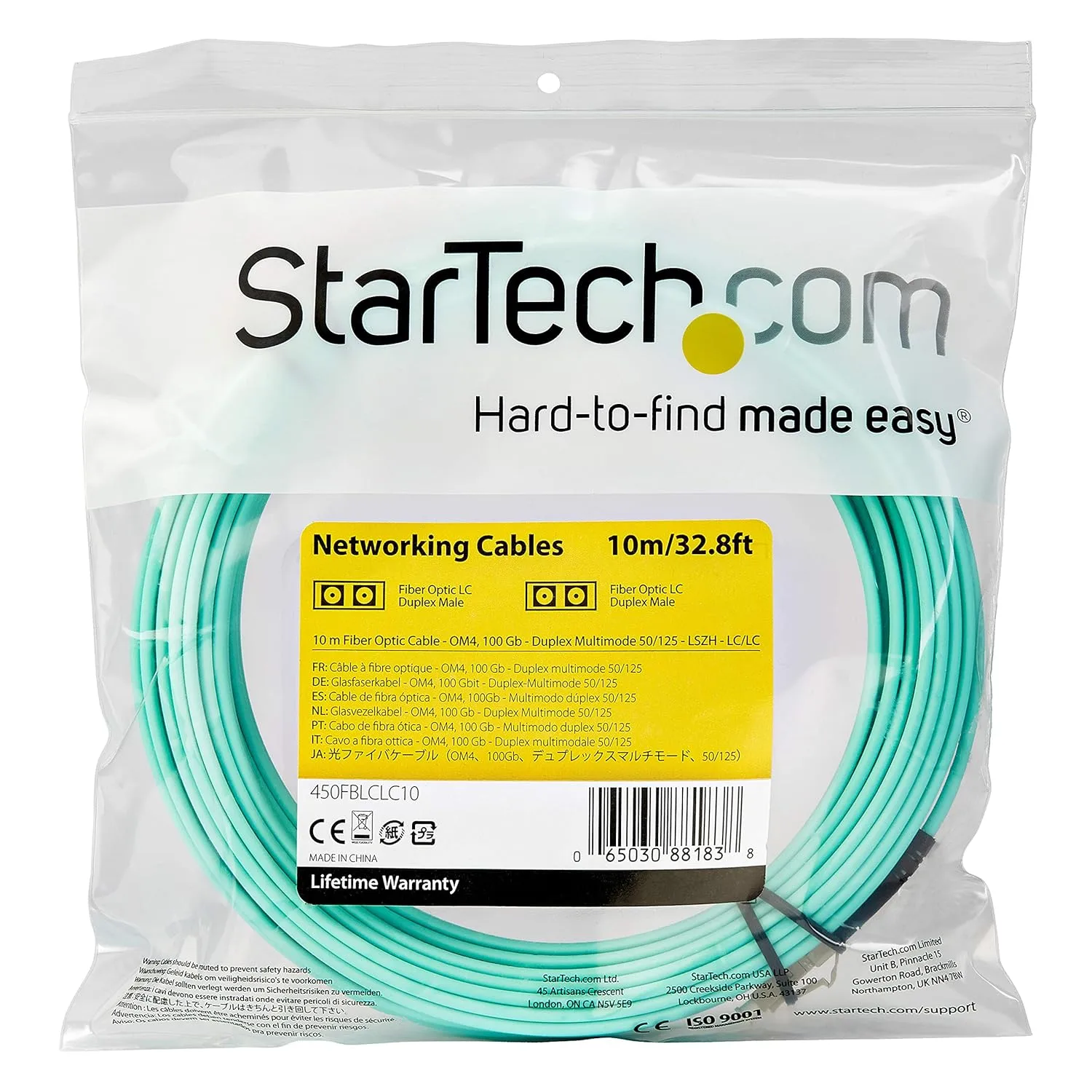 StarTech.com OM4 LC/UPC Duplex Multimode Fiber Optic Cable (50/125, LSZH)