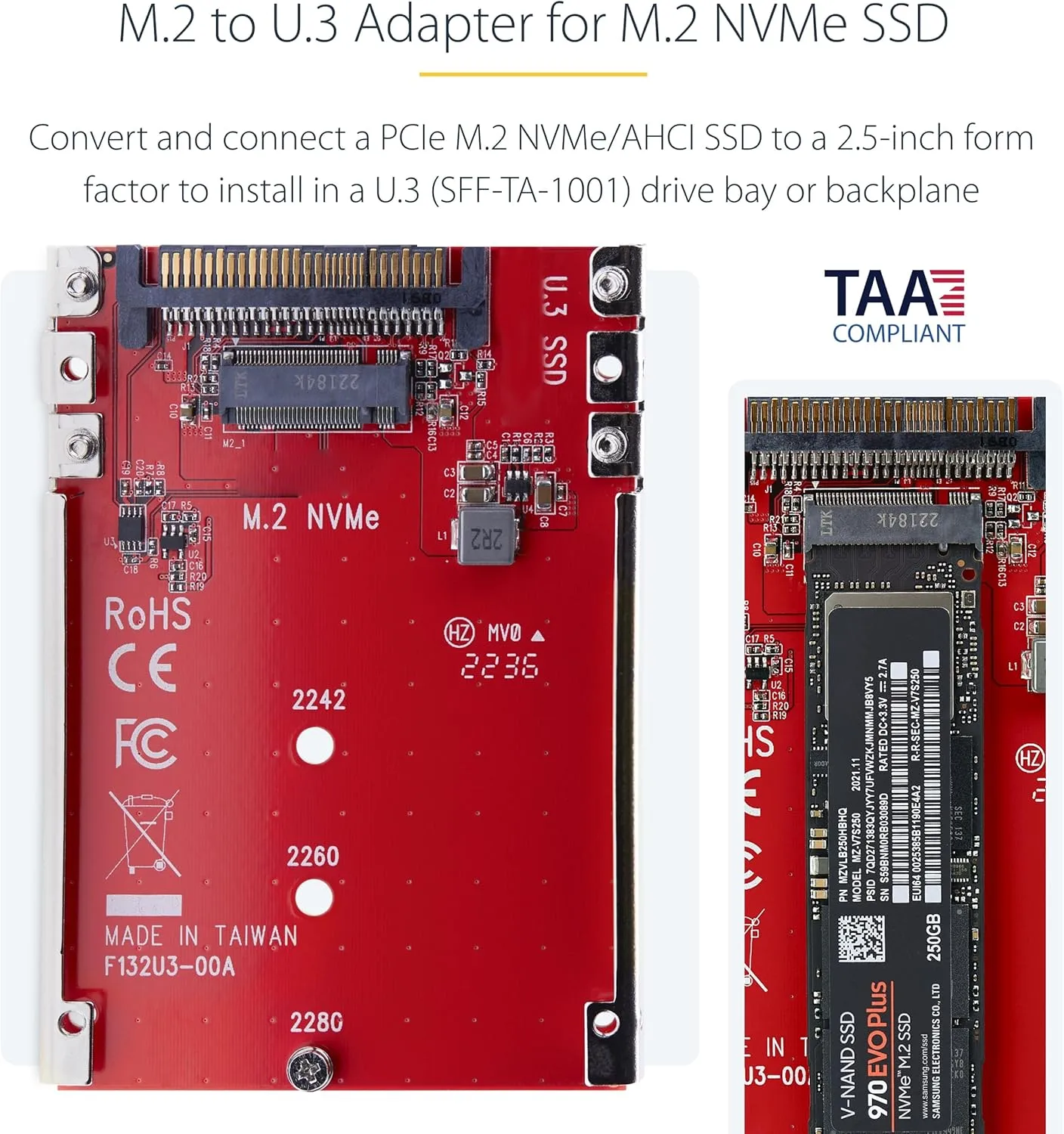 StarTech.com PCIe NVMe Host Adapters - M.2, U.2, U.3, SFF