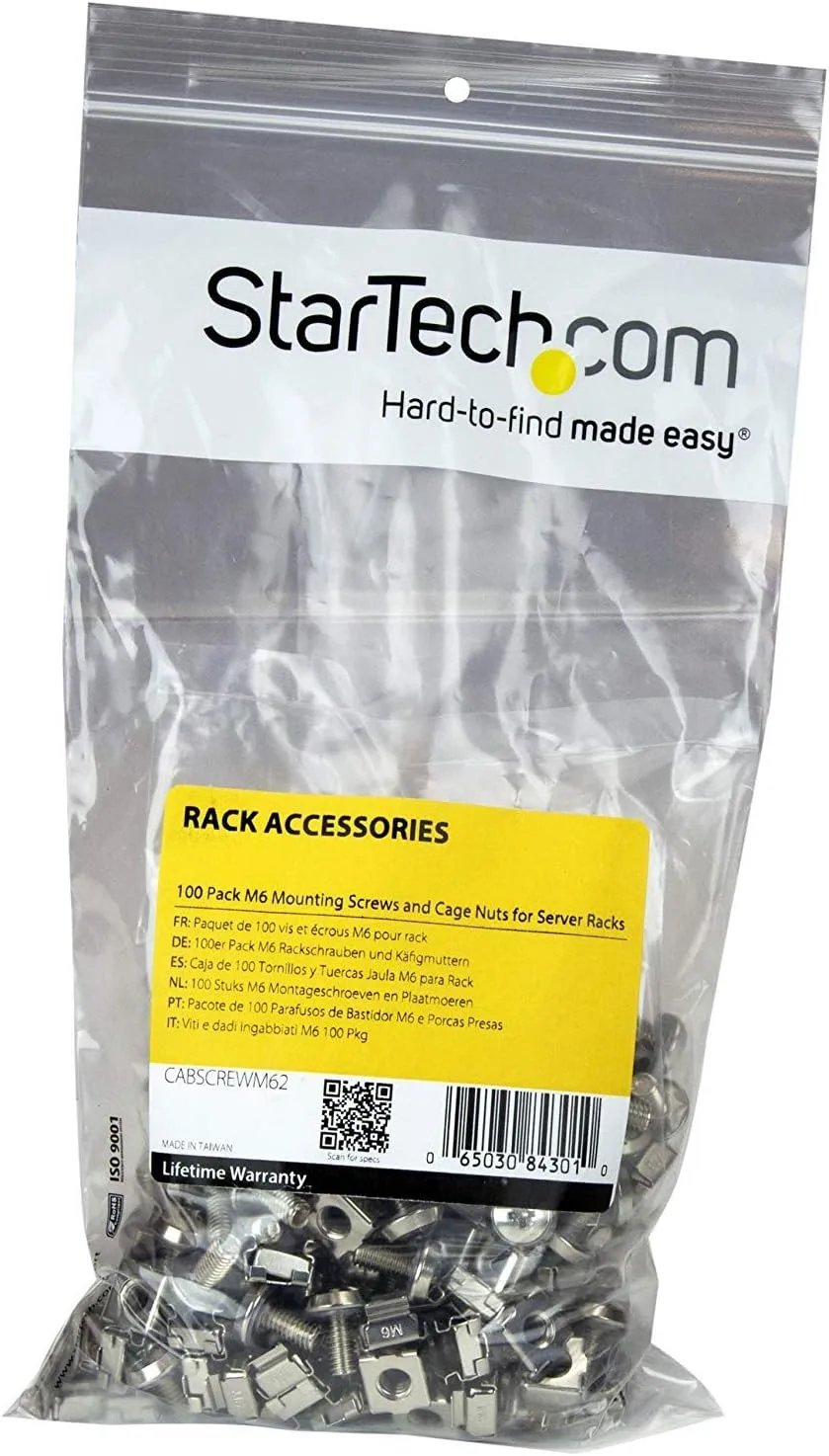 StarTech.com Mounting Screws and Cage Nuts for Server Rack & Cabinet