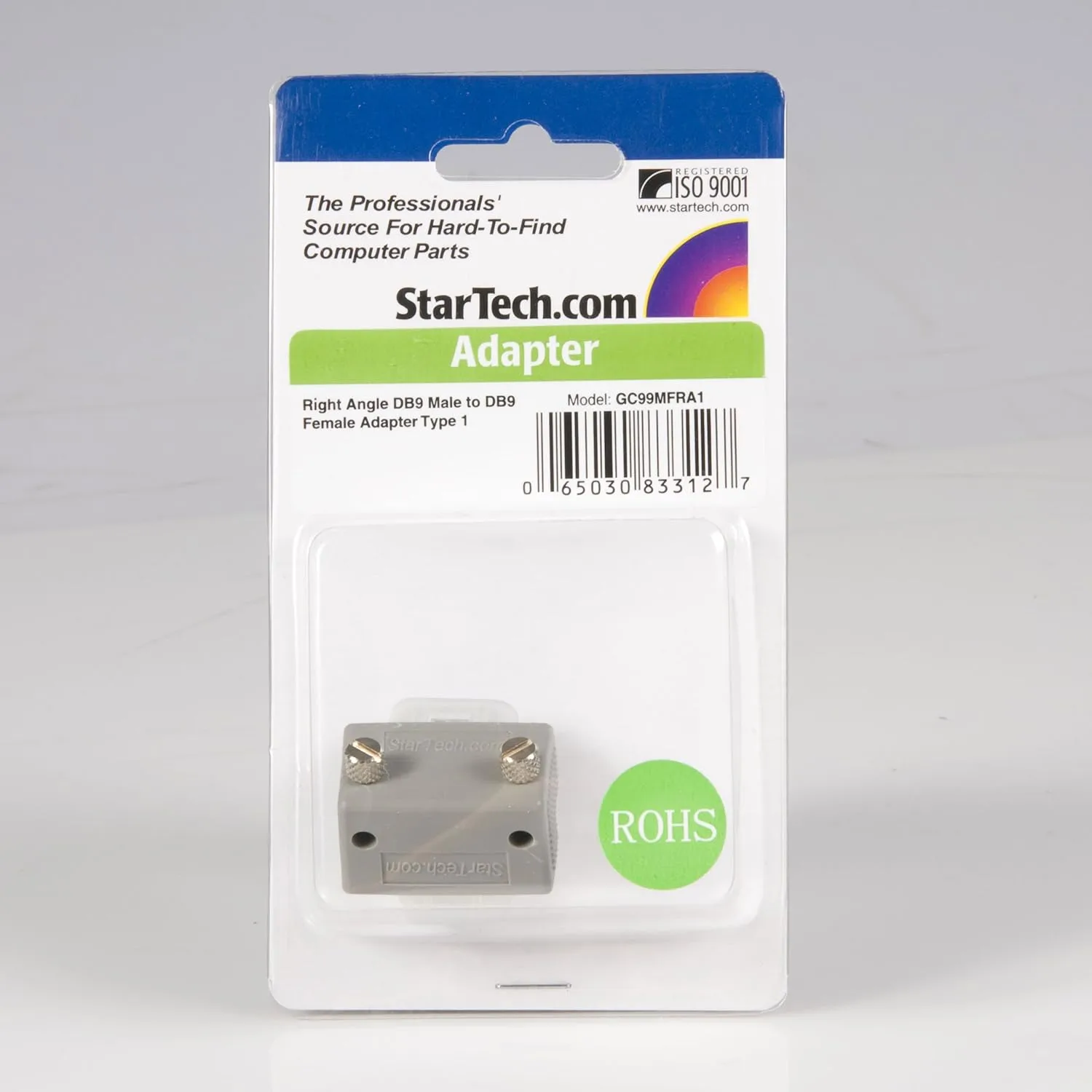 StarTech.com Right Angle DB9 to DB9 Serial Cable Adapter Type 1 - M/F - Serial adapter - DB-9 (M) to DB-9 (F) - GC99MFRA1