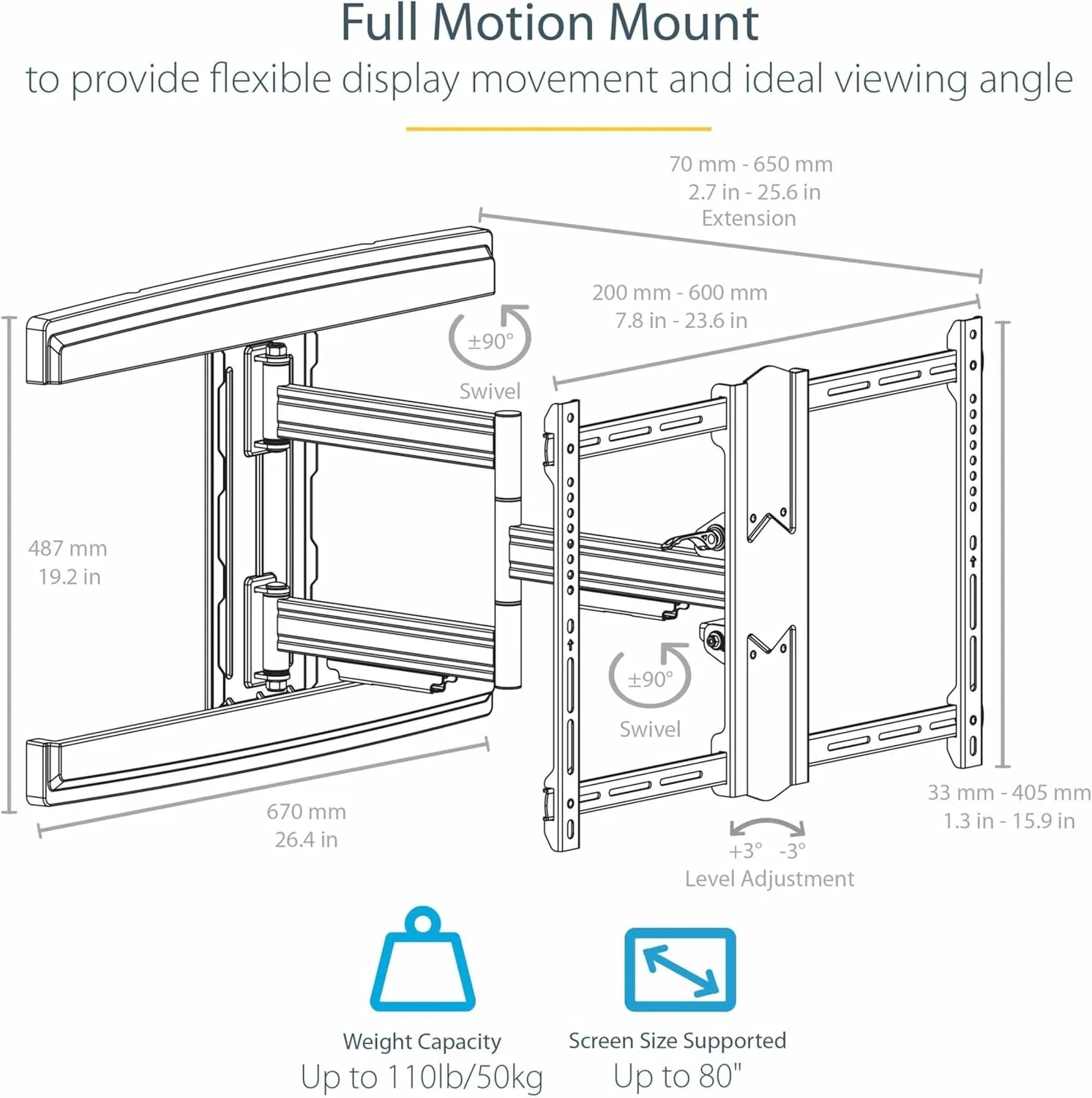 StarTech.com TV Wall Mount - Universal VESA Mounts