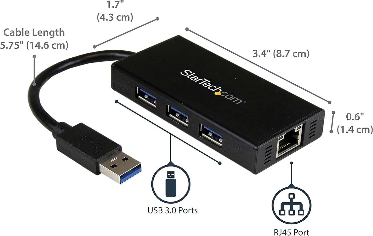 StarTech.com USB 3.0 to Gigabit Ethernet Adapter with USB 3.0 Hub