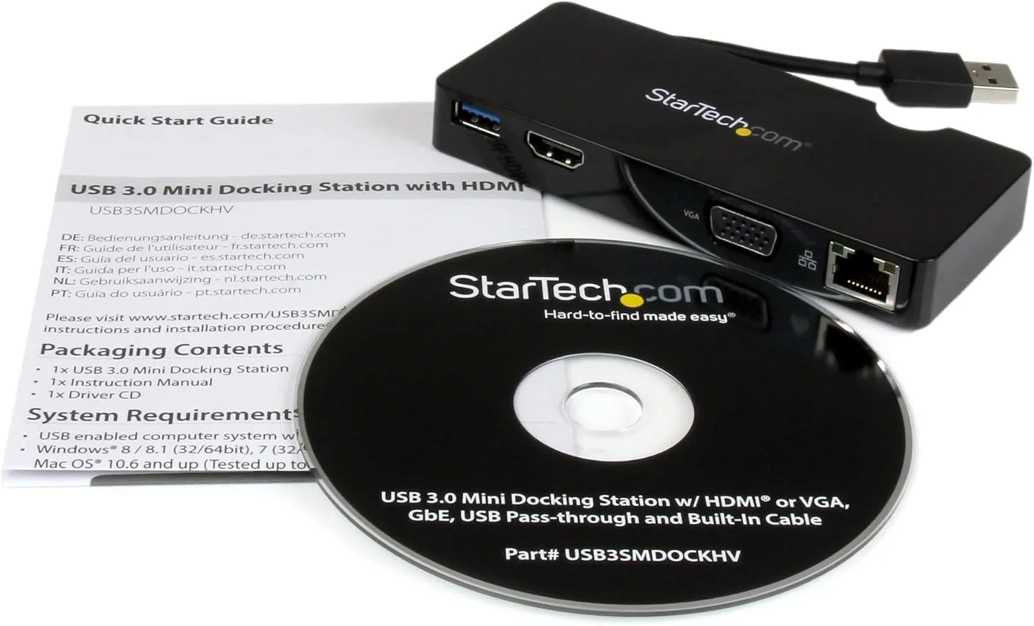 StarTech.com USB 3.0 to HDMI Adapter/Dock with USB 3.0 Pass-Through