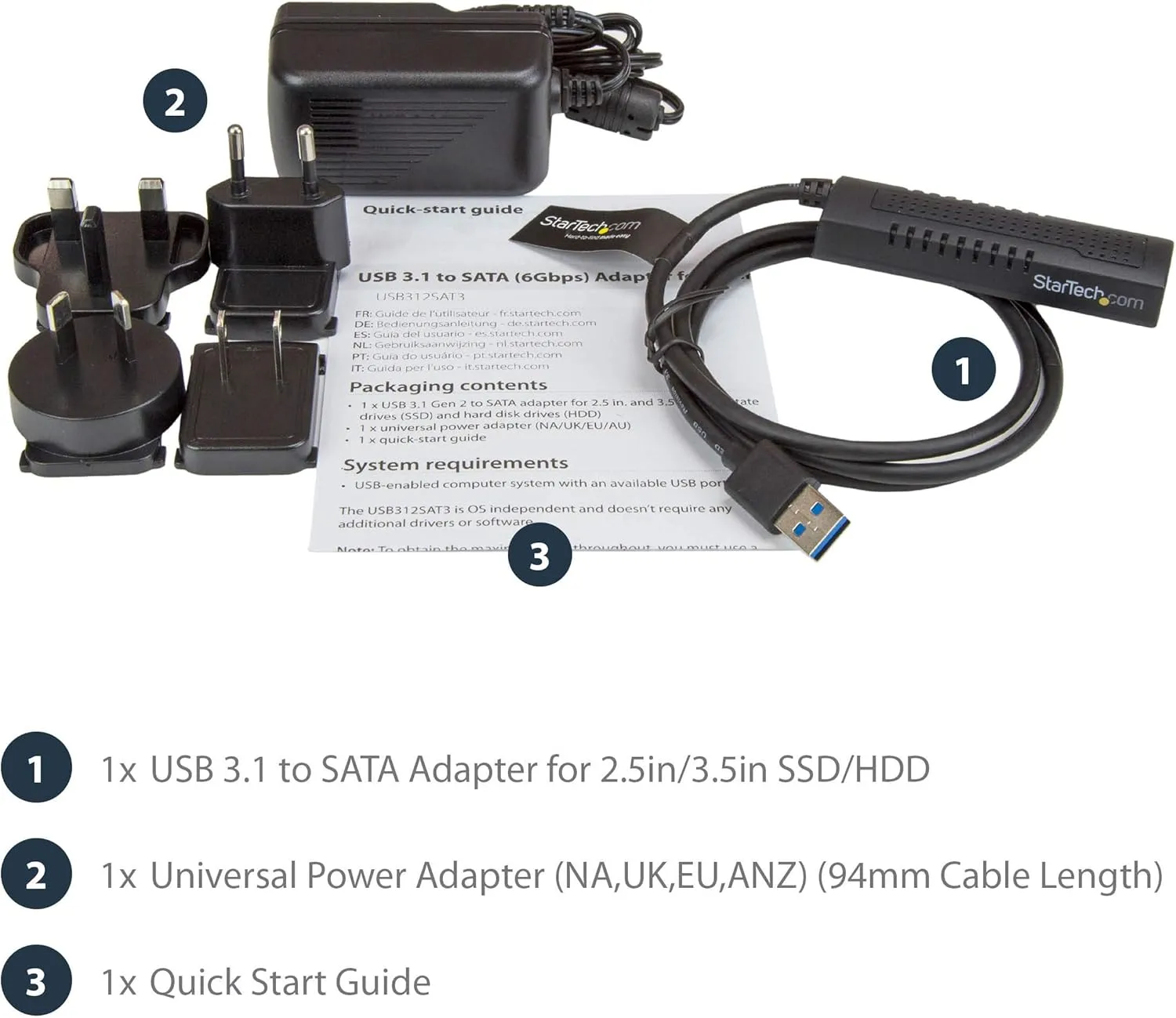 StarTech USB 3.1 (10Gbps) to SATA Adapter Cable for 2.5/3.5 Drives