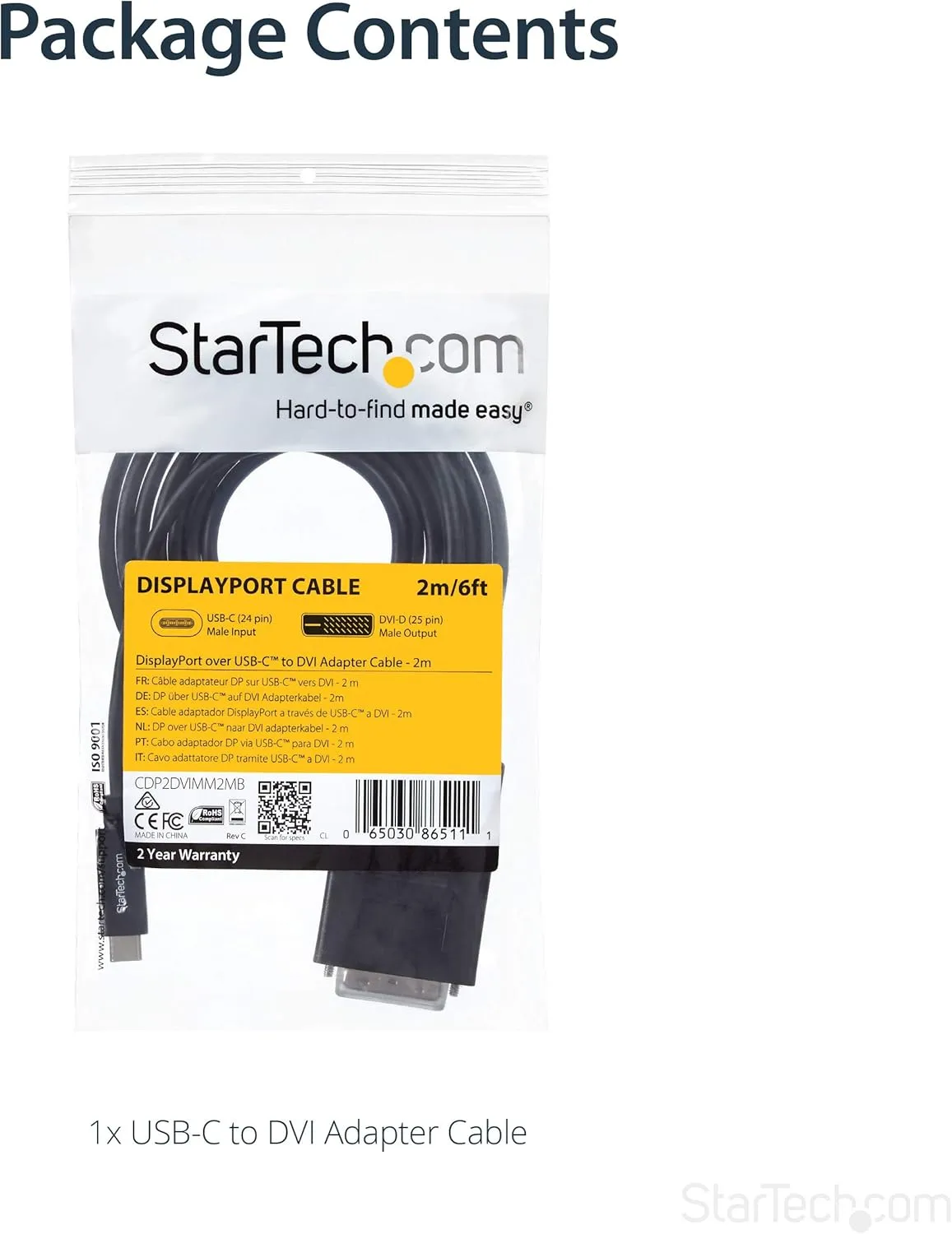 StarTech.com USB-C to DVI Cable