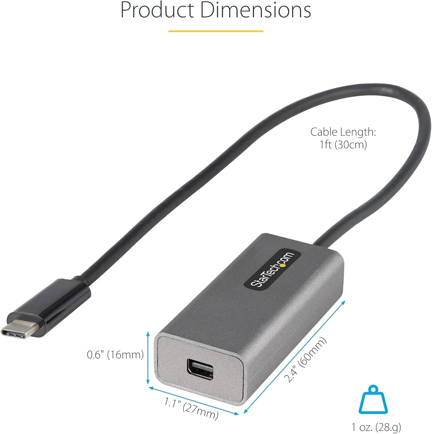 StarTech.com USB-C to Mini DisplayPort Adapter - 4K 60Hz (CDP2MDP)
