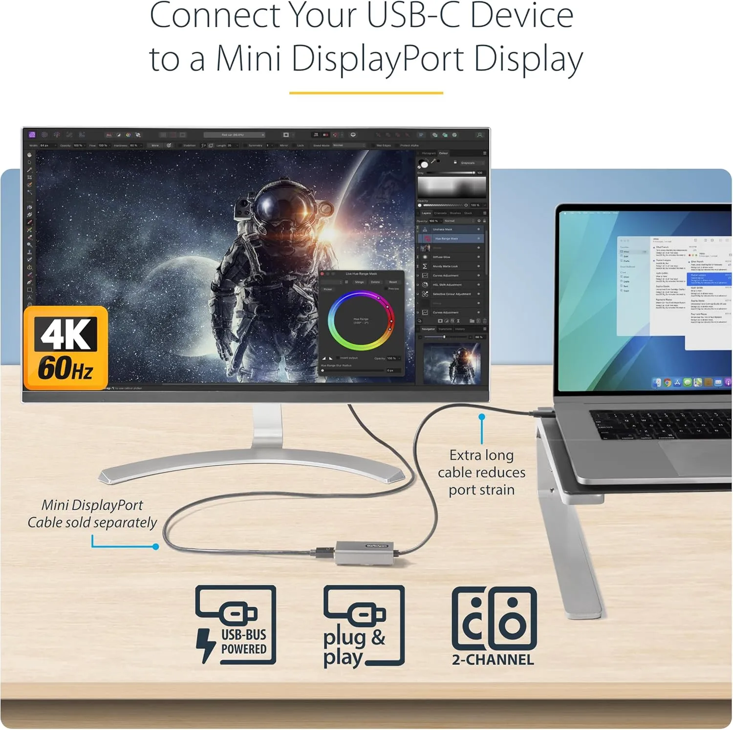 StarTech.com USB-C to Mini DisplayPort Adapter - 4K 60Hz (CDP2MDP)