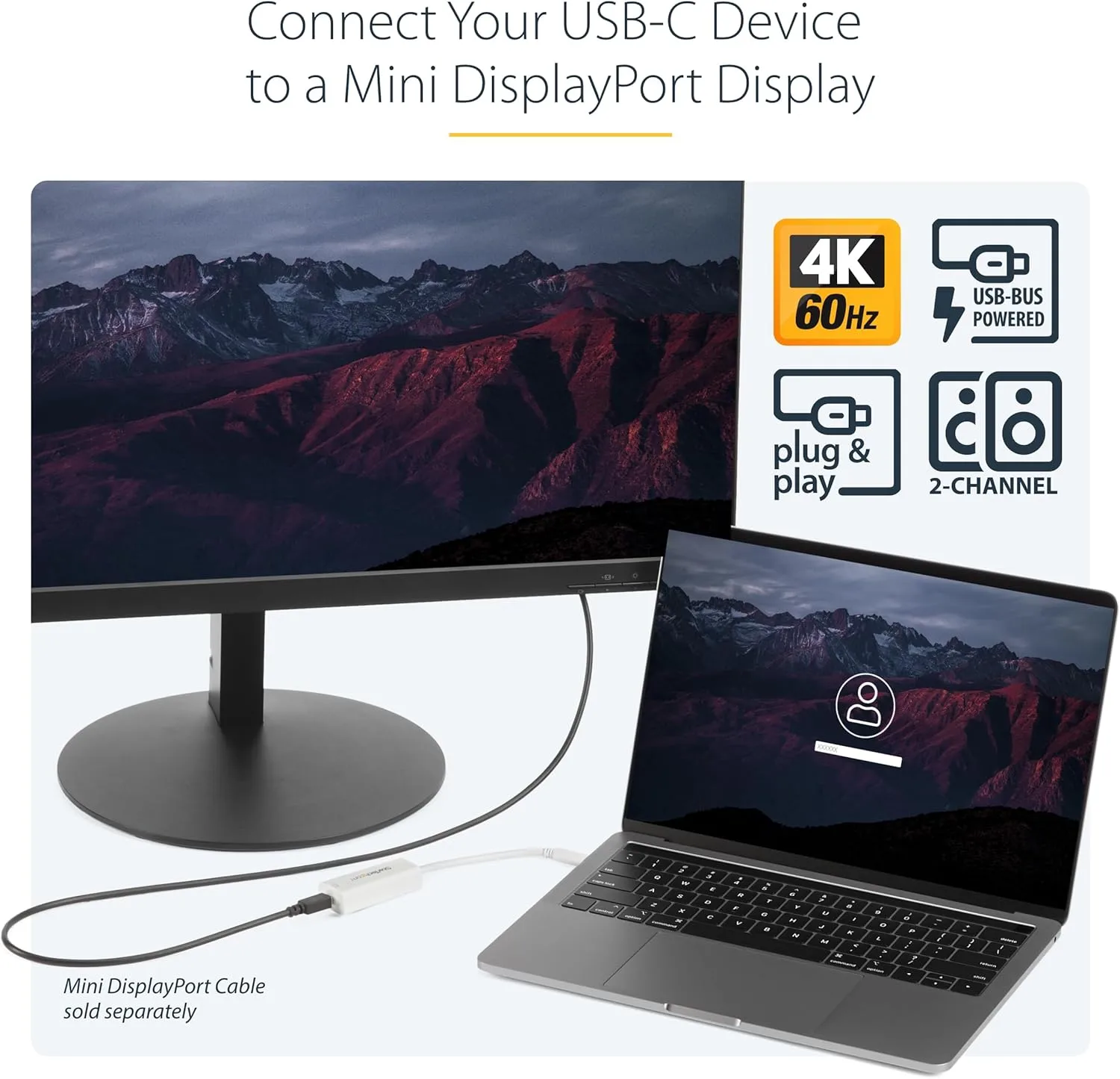 StarTech.com USB-C to Mini DisplayPort Adapter - 4K 60Hz (CDP2MDP)