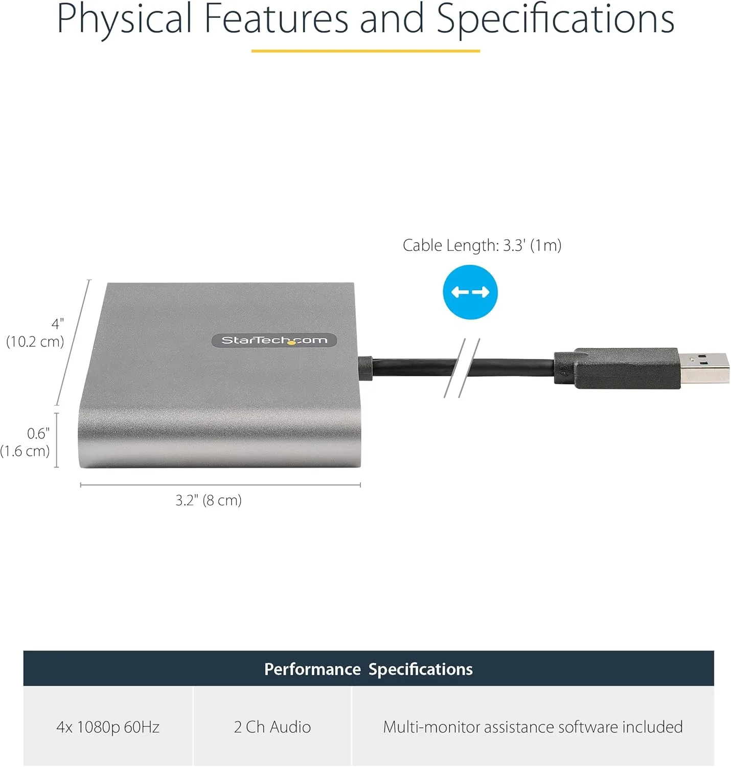 StarTech.com USB to Quad HDMI Adapter for Windows (4x 1080p 60Hz)