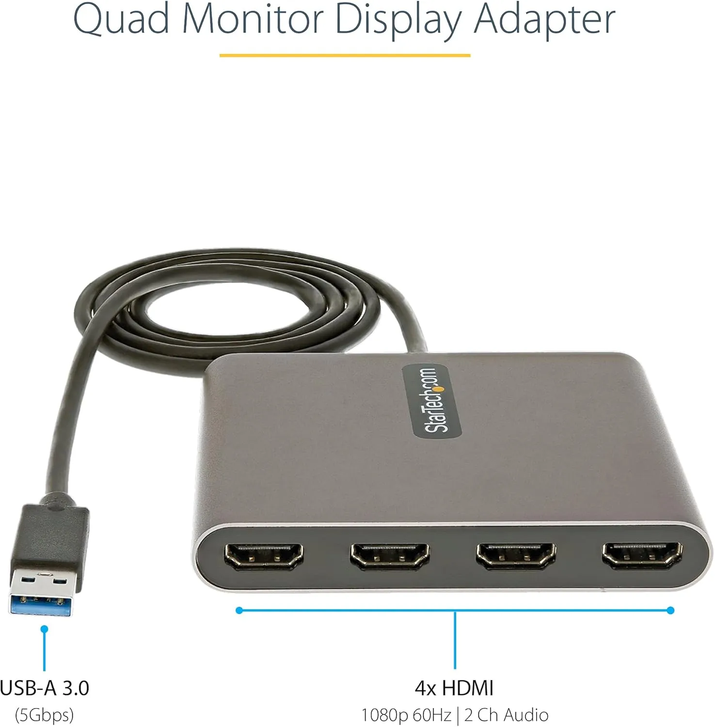 StarTech.com USB to Quad HDMI Adapter for Windows (4x 1080p 60Hz)