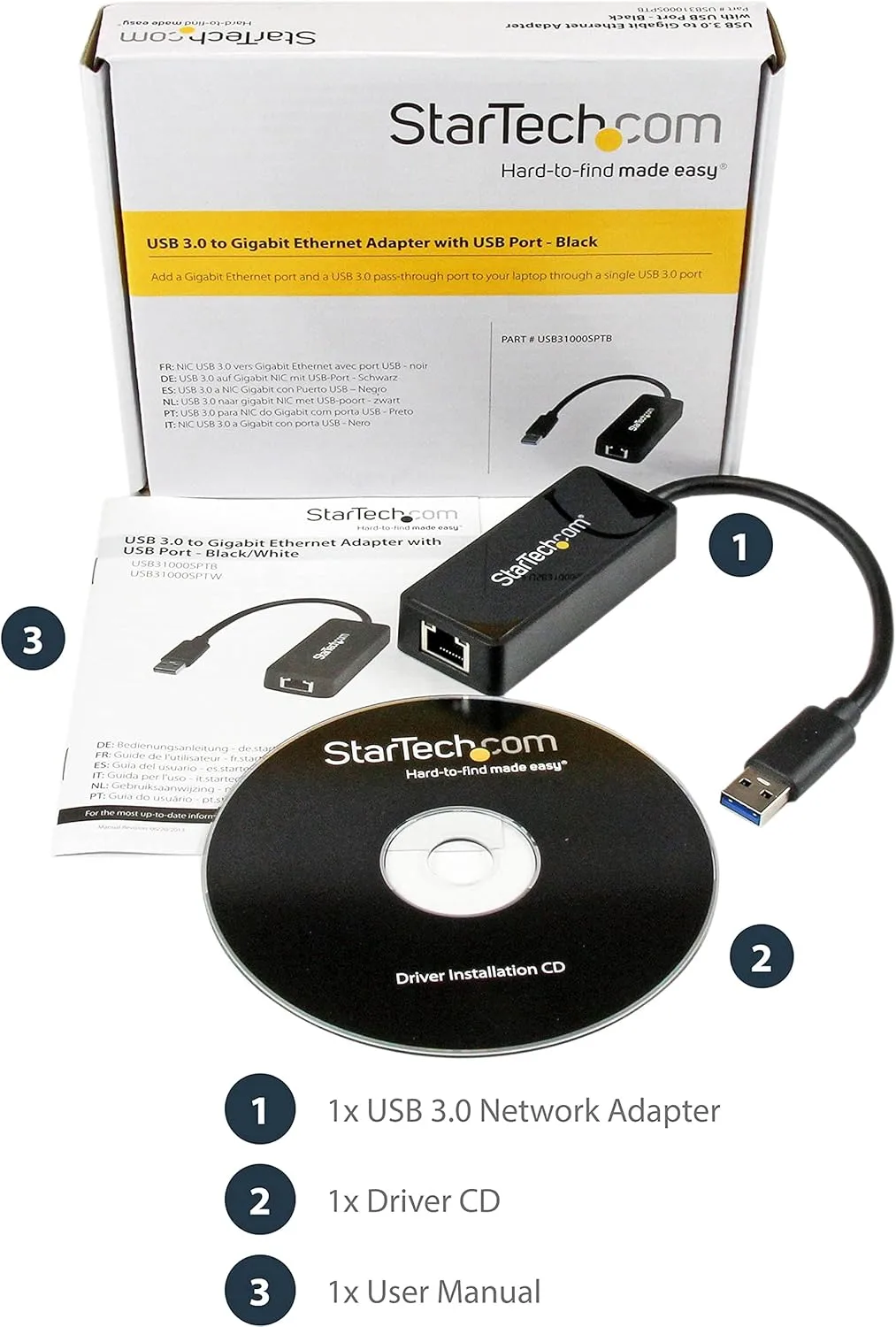 StarTech.com USB to Gigabit Ethernet Adapter with USB Port