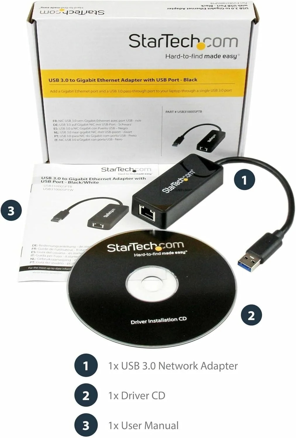 StarTech.com USB to Gigabit Ethernet Adapter with USB Port