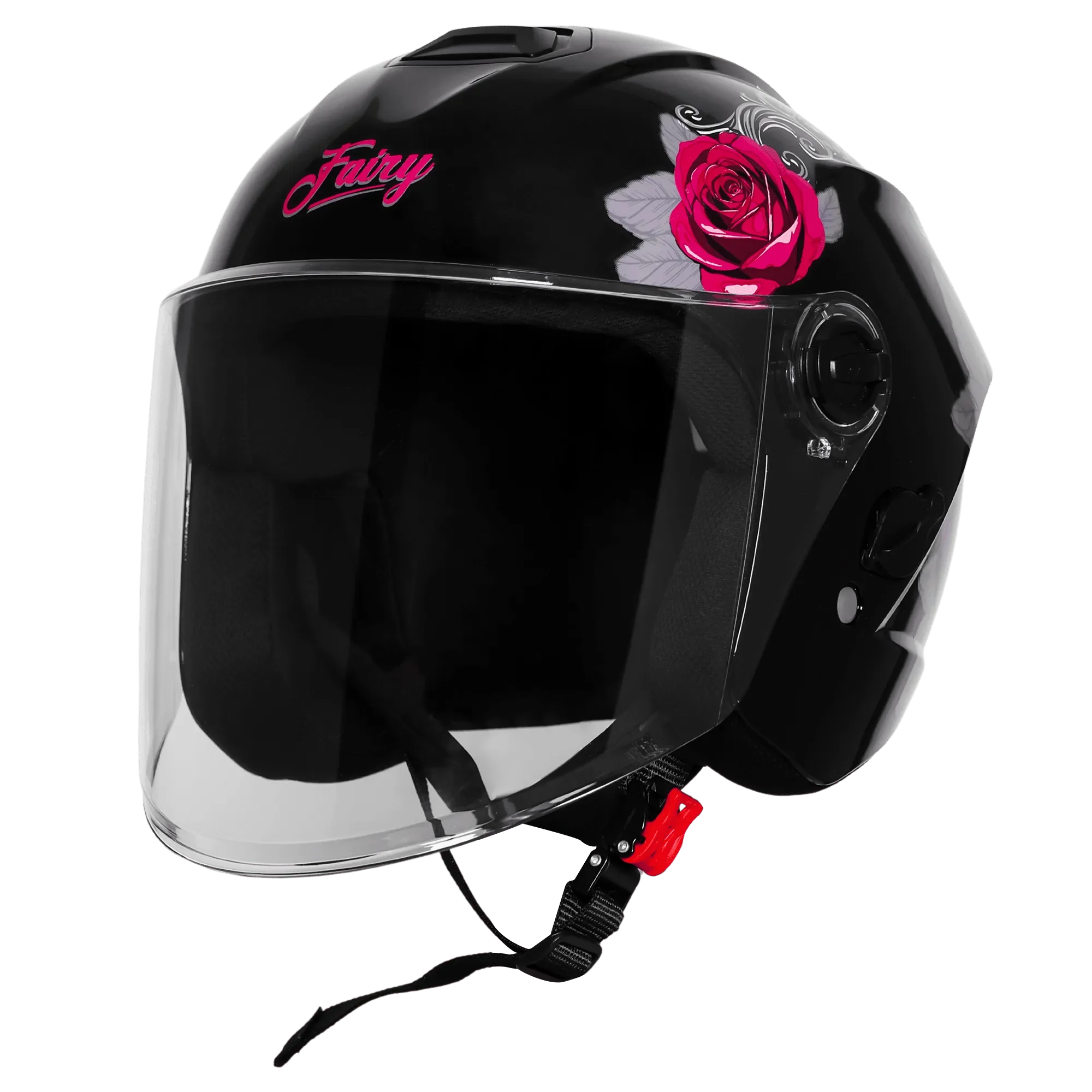 STEELBIRD SBH-80 FAIRY FR1 GLOSSY BLACK/PINK ROSE C/V (M) STEELBIRD SBH-80 FAIRY FR1 GLOSSY BLACK/PINK ROSE C/V (M)