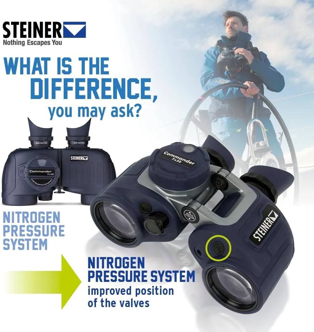Steiner Optics Marine Commander 7x50 with Compass Professional Waterproof Binoculars, German Quality, Crystal Clear Images