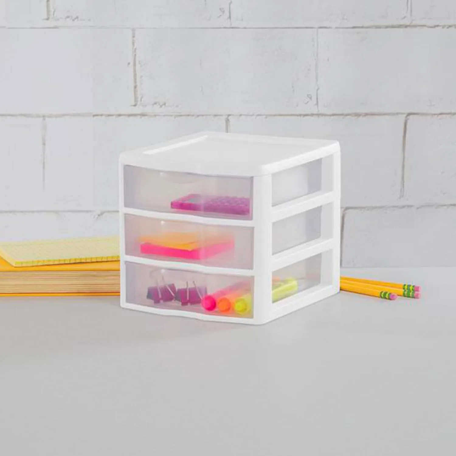Sterilite 6-Pack ClearView 3-Drawer Cart, Small Plastic Storage Organizer Drawers