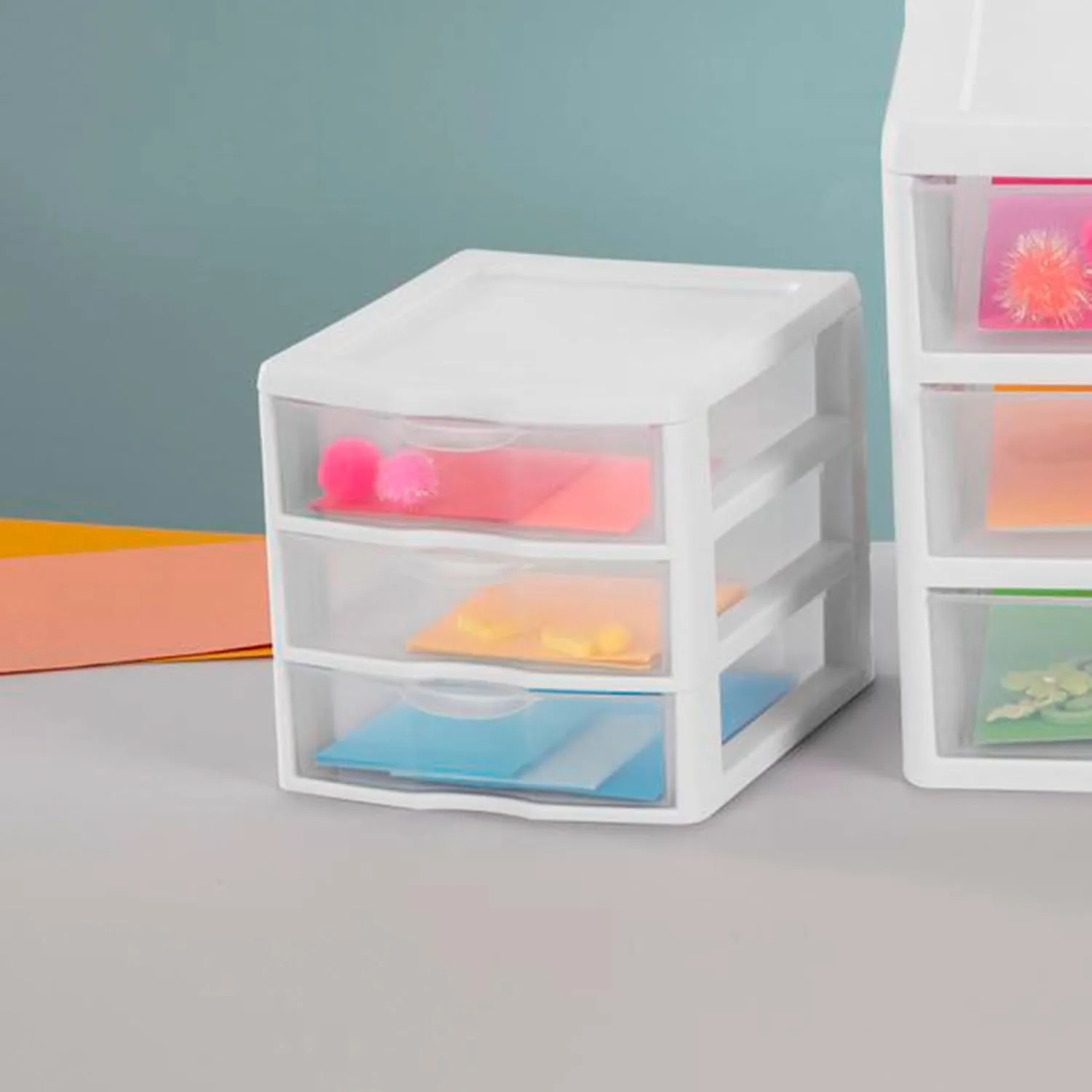 Sterilite 6-Pack ClearView 3-Drawer Cart, Small Plastic Storage Organizer Drawers