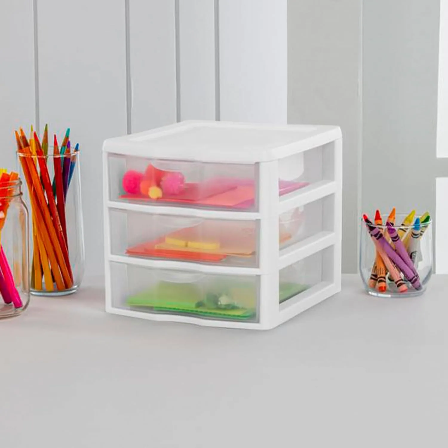 Sterilite 6-Pack ClearView 3-Drawer Cart, Small Plastic Storage Organizer Drawers