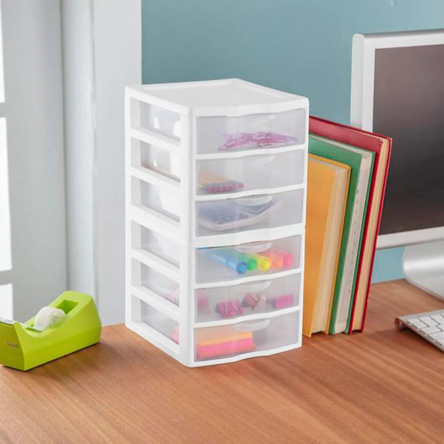 Sterilite 6-Pack ClearView 3-Drawer Cart, Small Plastic Storage Organizer Drawers