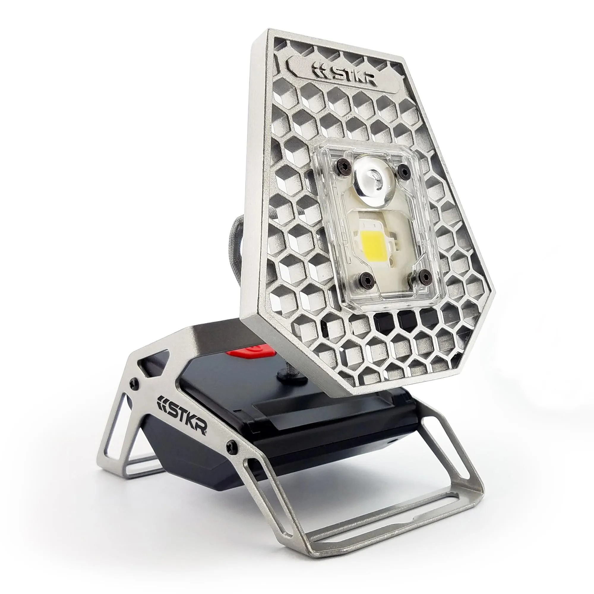 STKR Concepts Modern Mobile Task Light, 1200 Lumens, for Home and Camping, Silver