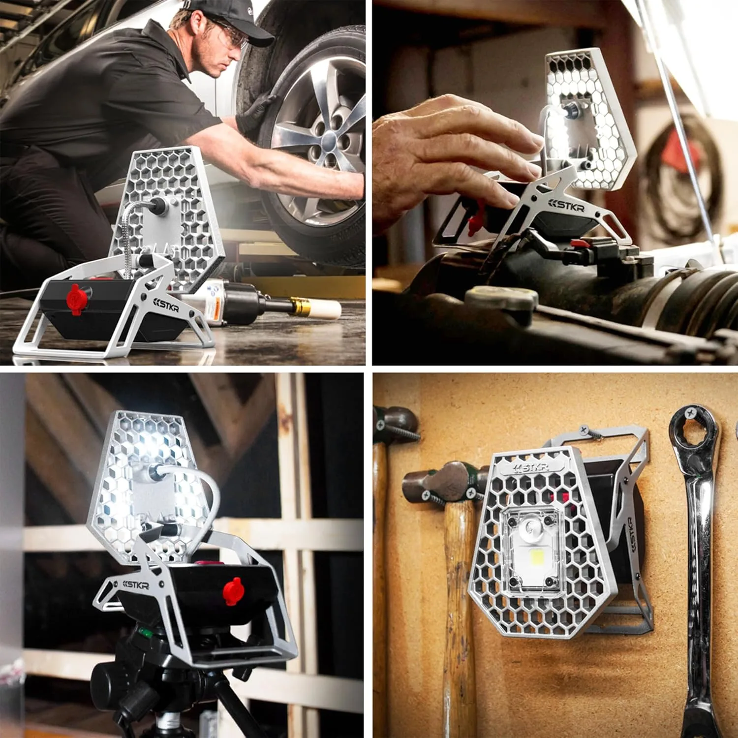 STKR Concepts Modern Mobile Task Light, 1200 Lumens, for Home and Camping, Silver