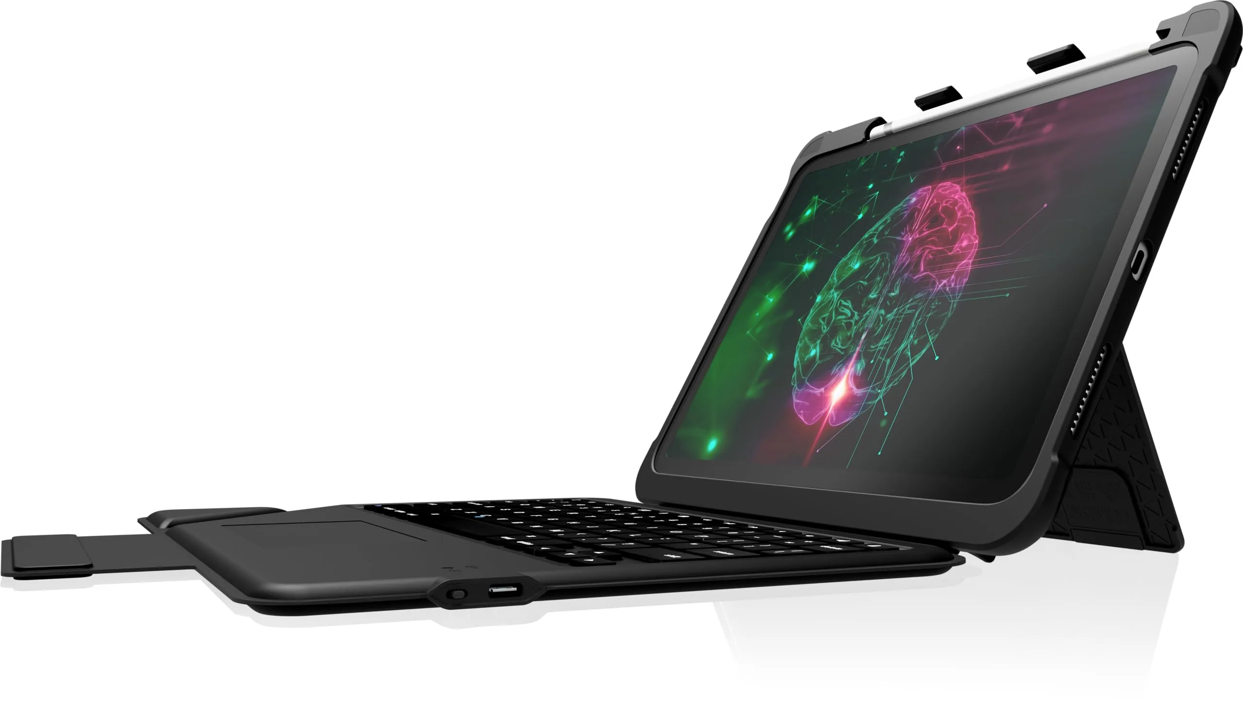 STM Goods Dux Bluetooth Keyboard Trackpad for iPad 10th Generation, Bluetooth Connected Keyboard - Rugged, Rubberized Drop Protection, Trackpad, Apple Pencil 1 or Logitech Crayon Storage - Black