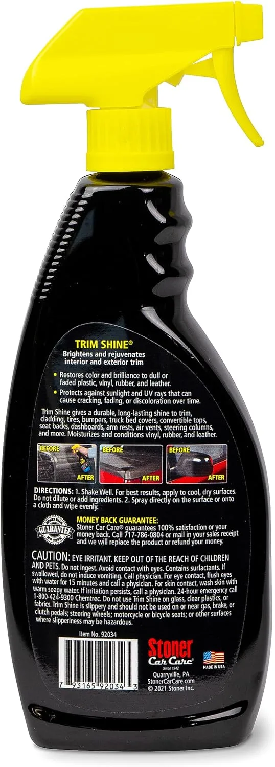 Stoner Car Care 92034 Trim Shine – Black Trim and Plastic Restorer for Cars – Vinyl and Plastic Trim Protectant Coating for Interior and Exterior Use – Water-Based Formula – 22 fl oz Pack of 1