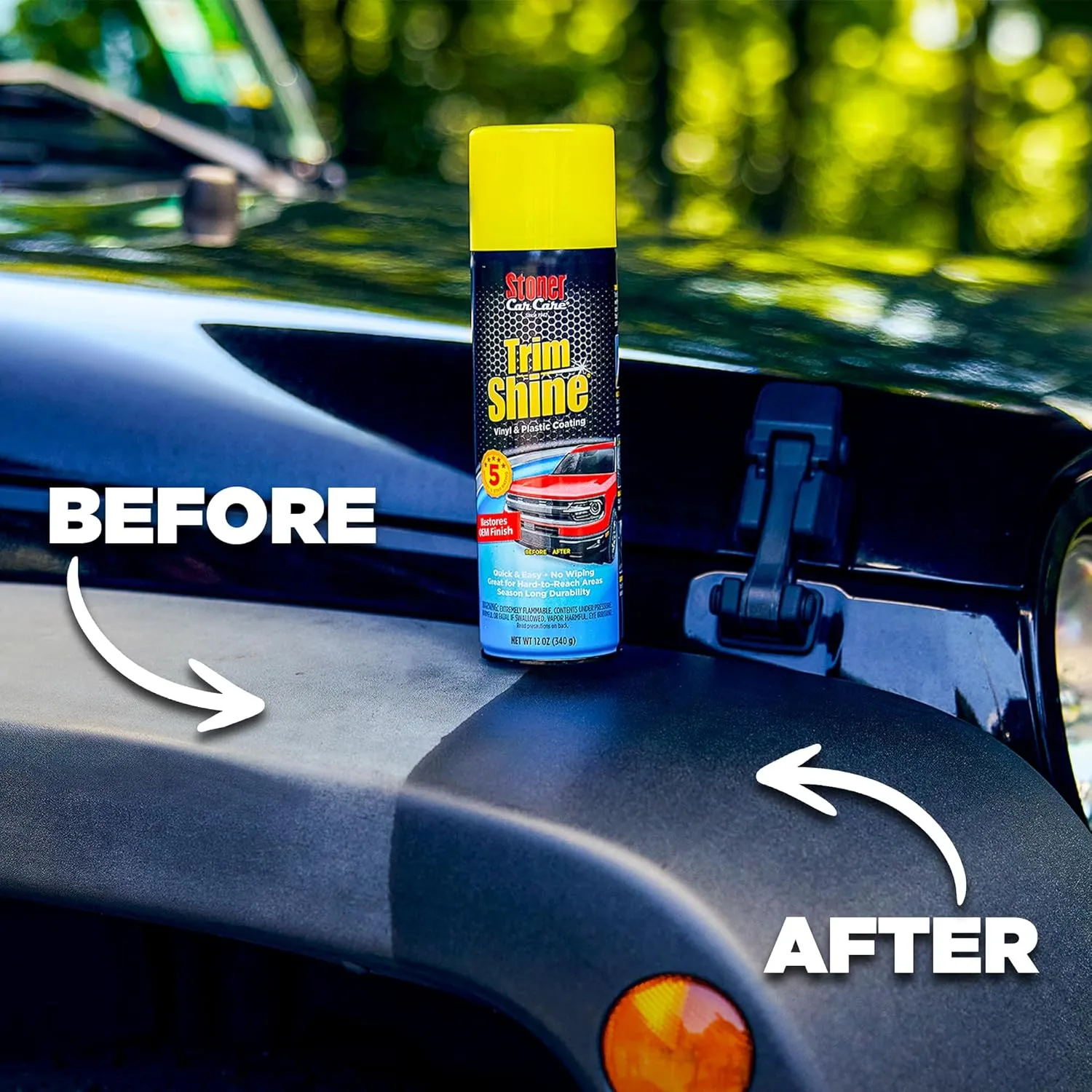 Stoner Car Care 92034 Trim Shine – Black Trim and Plastic Restorer for Cars – Vinyl and Plastic Trim Protectant Coating for Interior and Exterior Use – Water-Based Formula – 22 fl oz Pack of 1