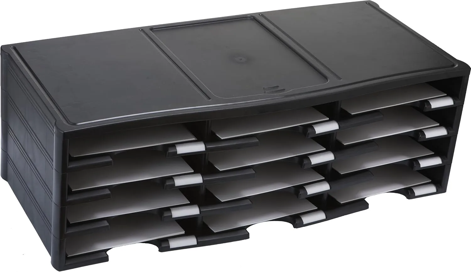 Storex 12-Compartment Literature Organizer - Black Polystyrene