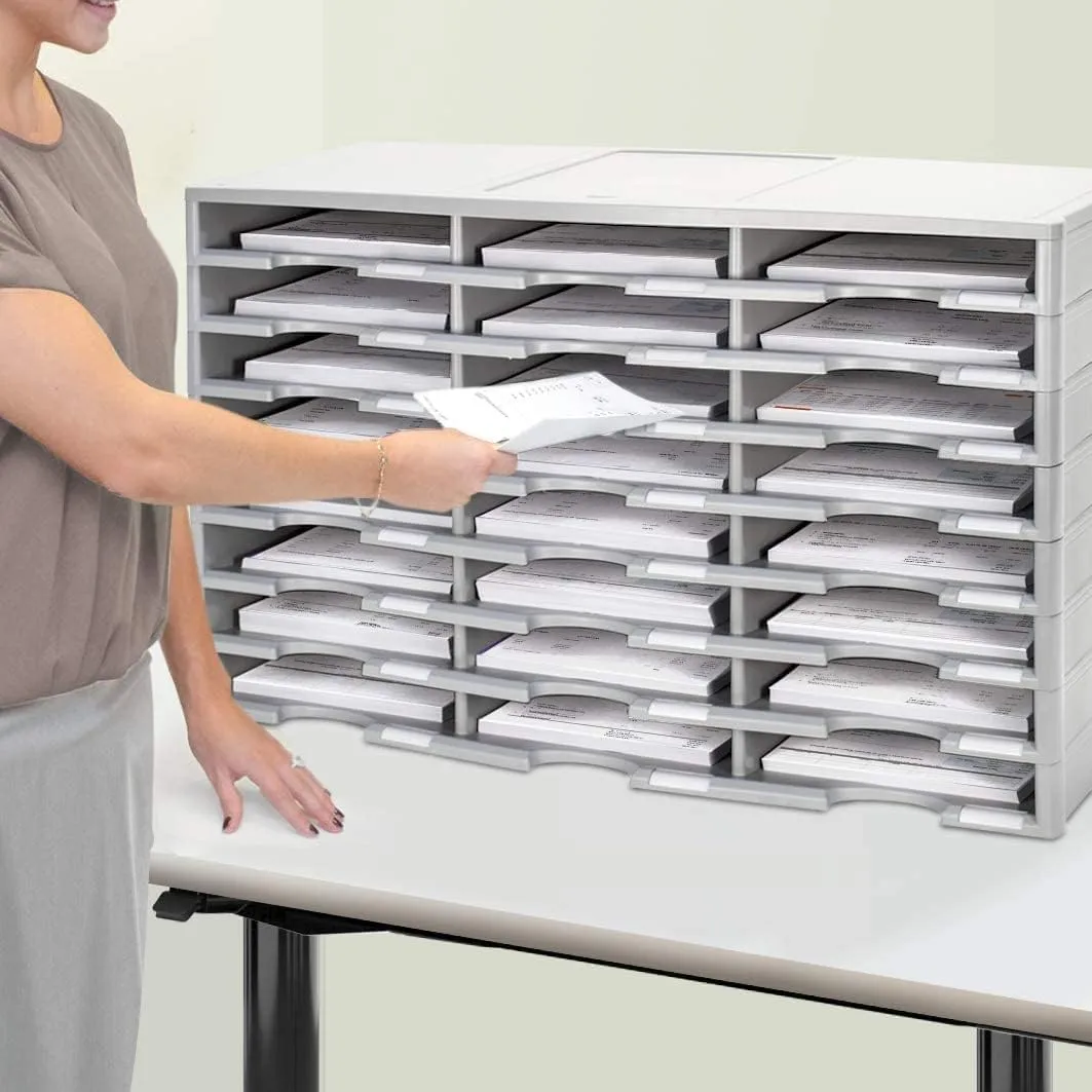 Storex 12-Compartment Literature Organizer - Black Polystyrene
