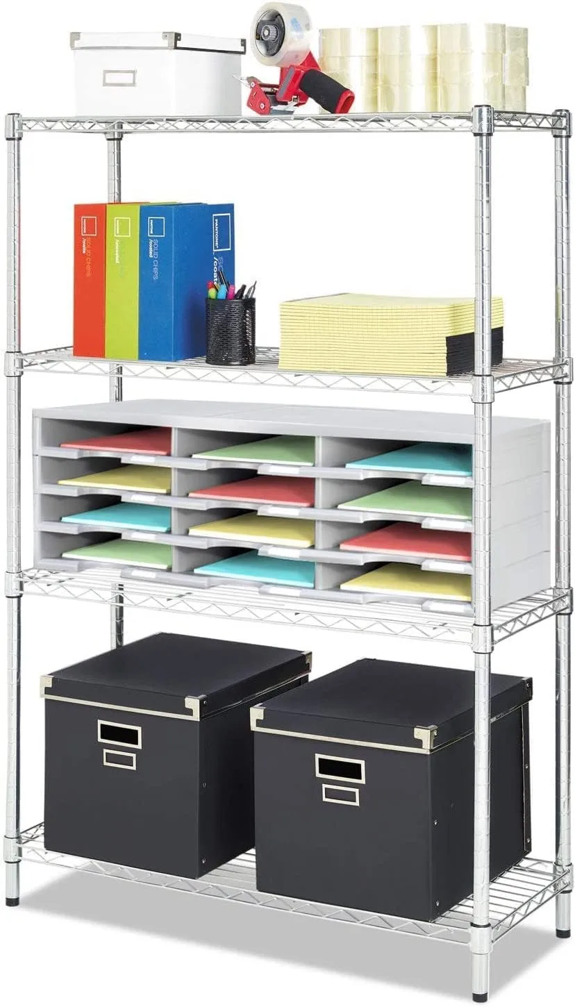 Storex 12-Compartment Literature Organizer - Black Polystyrene