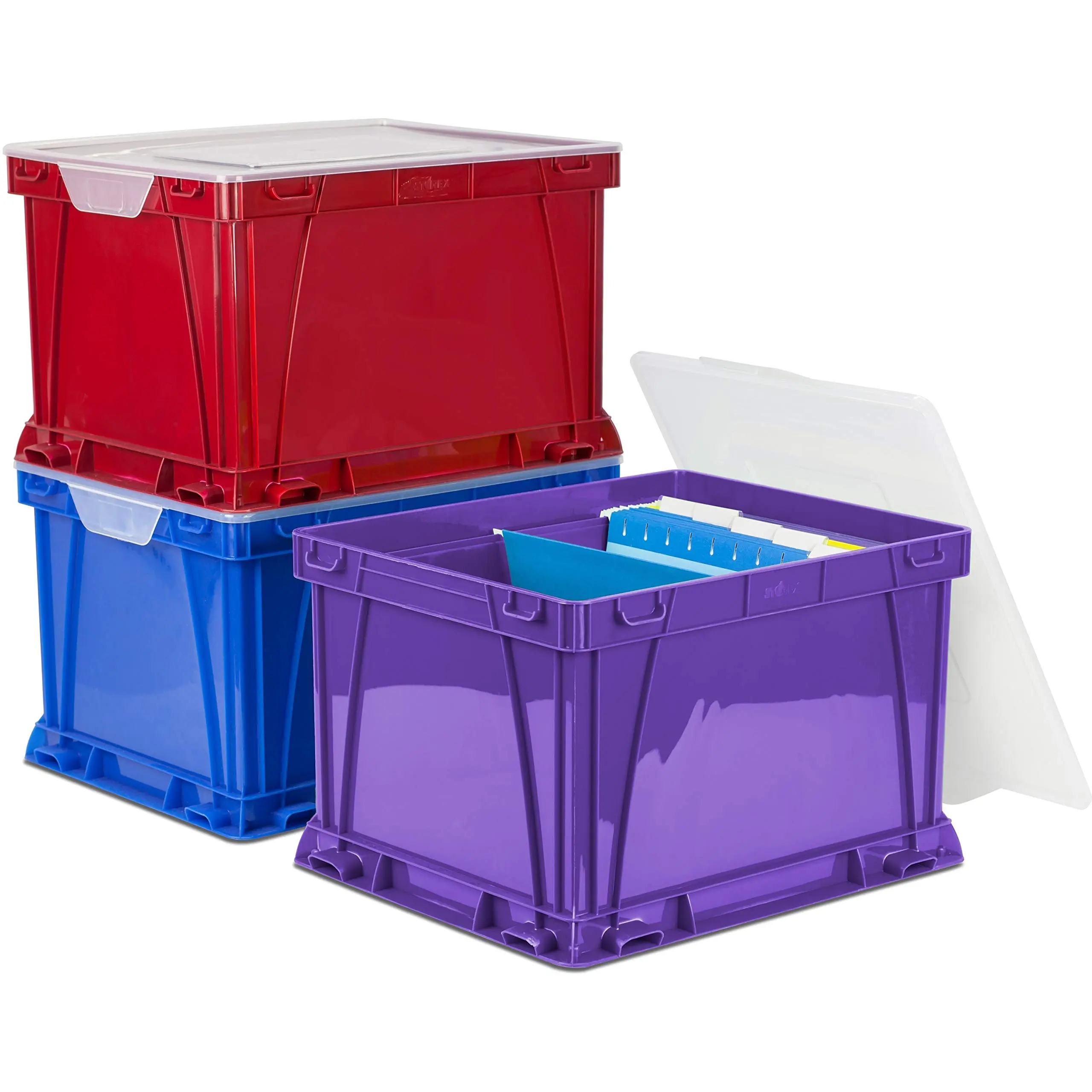 Storex 3 Piece Cube Storage Bins, Assorted Bright, 3/Set, 62012U03C