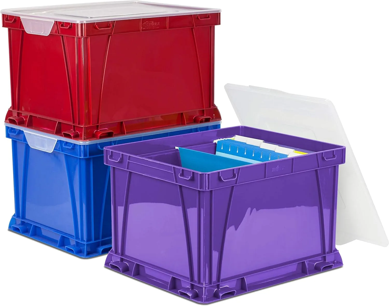 Storex 3 Piece Cube Storage Bins, Assorted Bright, 3/Set, 62012U03C