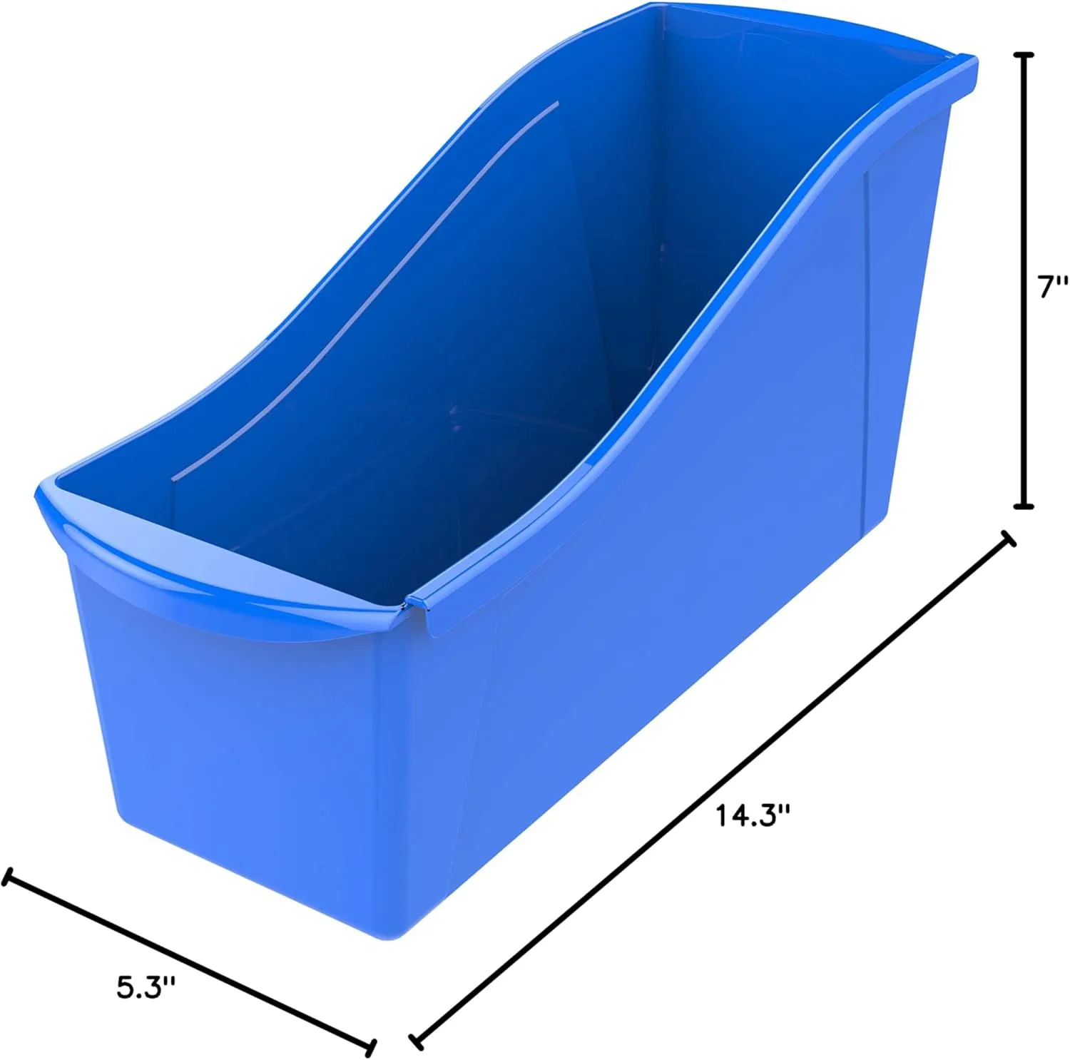 Storex Book Bin Set, Medium, Blue, 6-Pack (14.3 x 5.3 x 7 in)