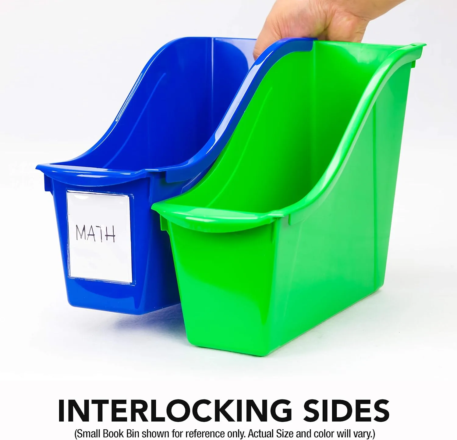 Storex Interlocking Book Bins, 5 1/3 W x 14 1/3 L x 7 H, 5 Color Set, Plastic (70105U06C)