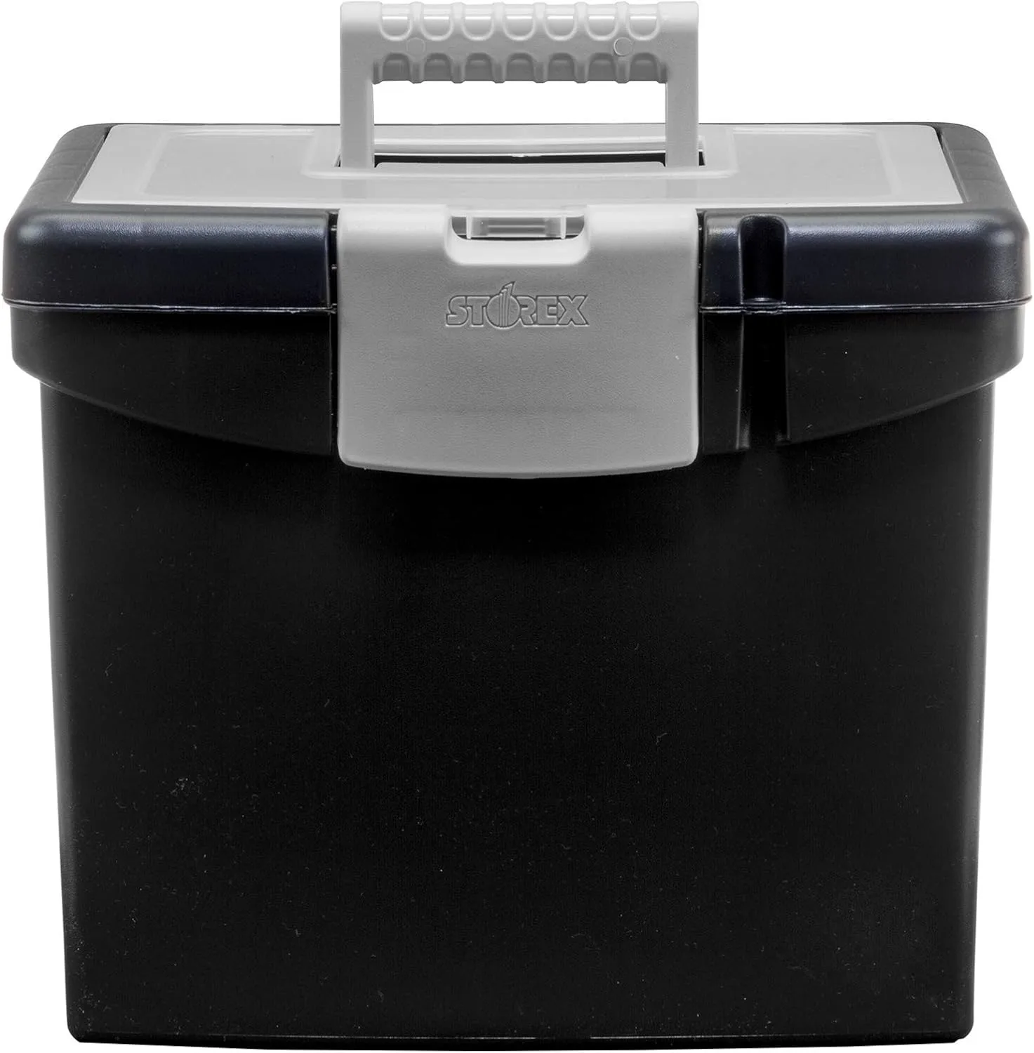 Storex Portable File Storage Box with XL Lid, Letter Size, Black