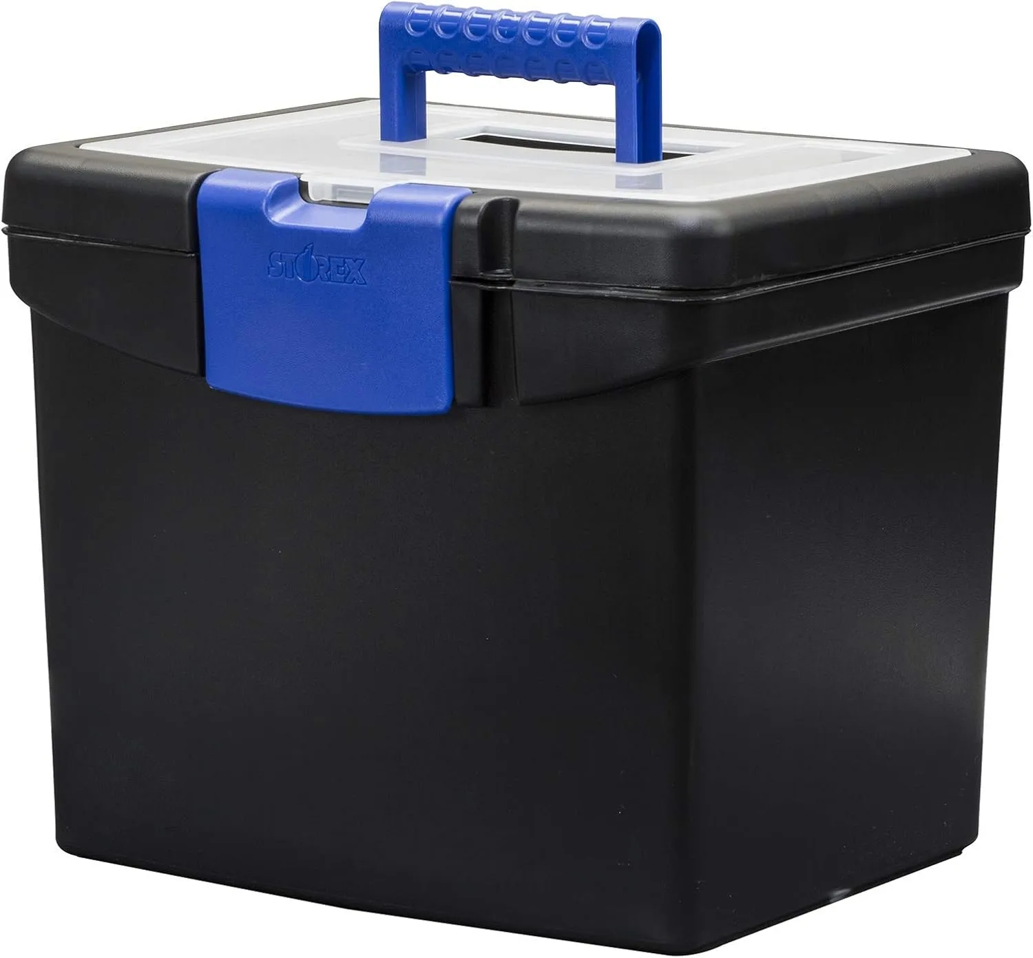 Storex, STX61415B02C, File Storage Box with XL Storage Lid, 1 Each, Black, Blue (Pack of 4) 11"x13.3"x10.9" (Pack of 4)