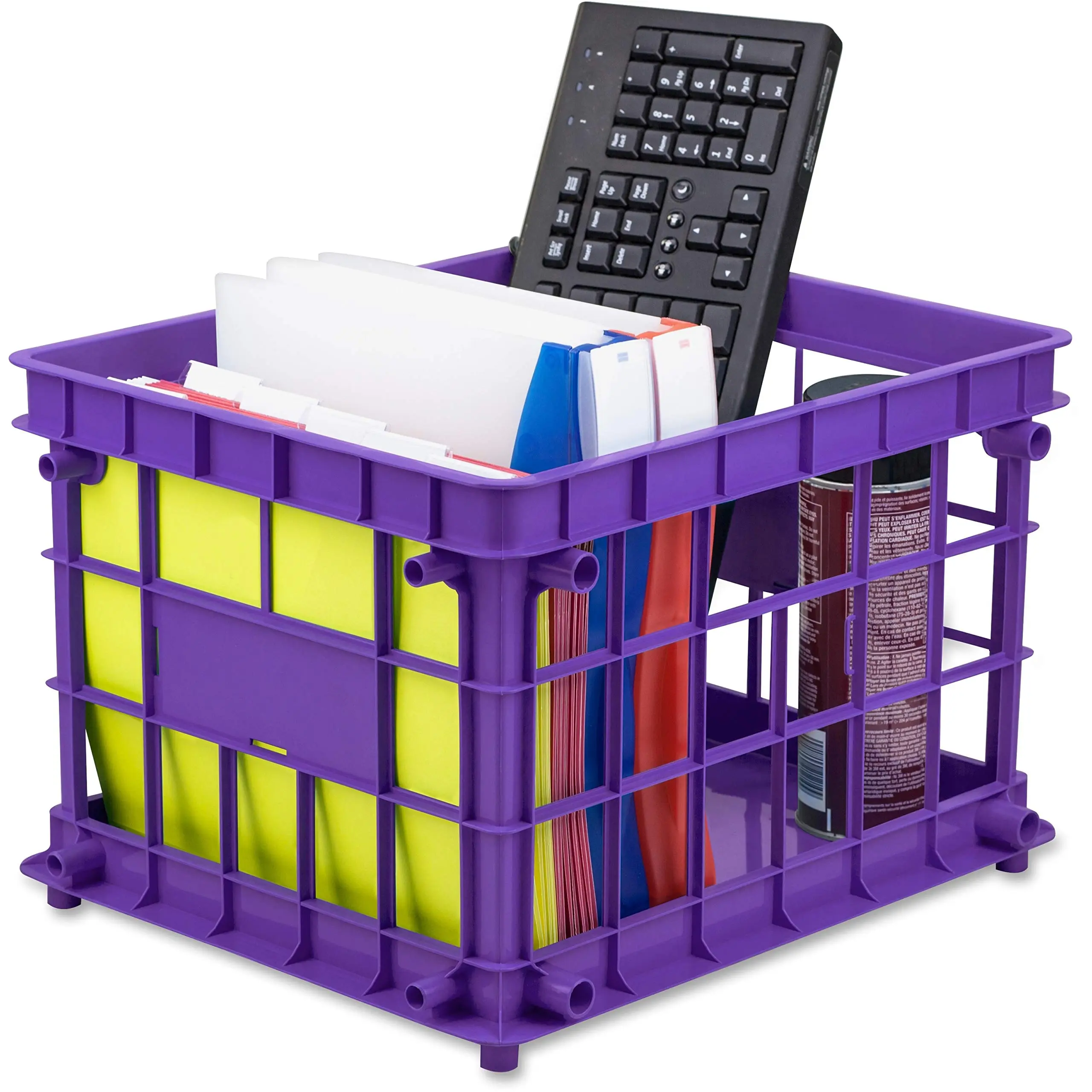 Storex Stackable Storage Crates, Medium, Assorted Colors, Set of 3