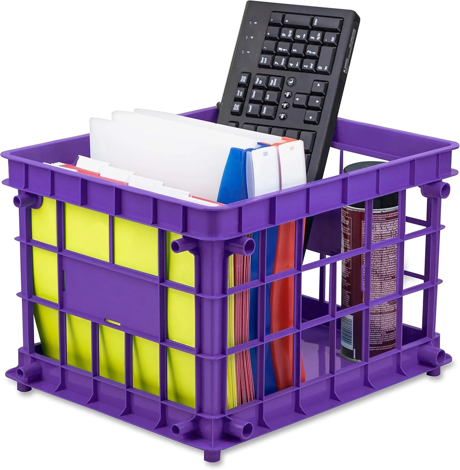 Storex Stackable Storage Crates, Medium, Assorted Colors, Set of 3