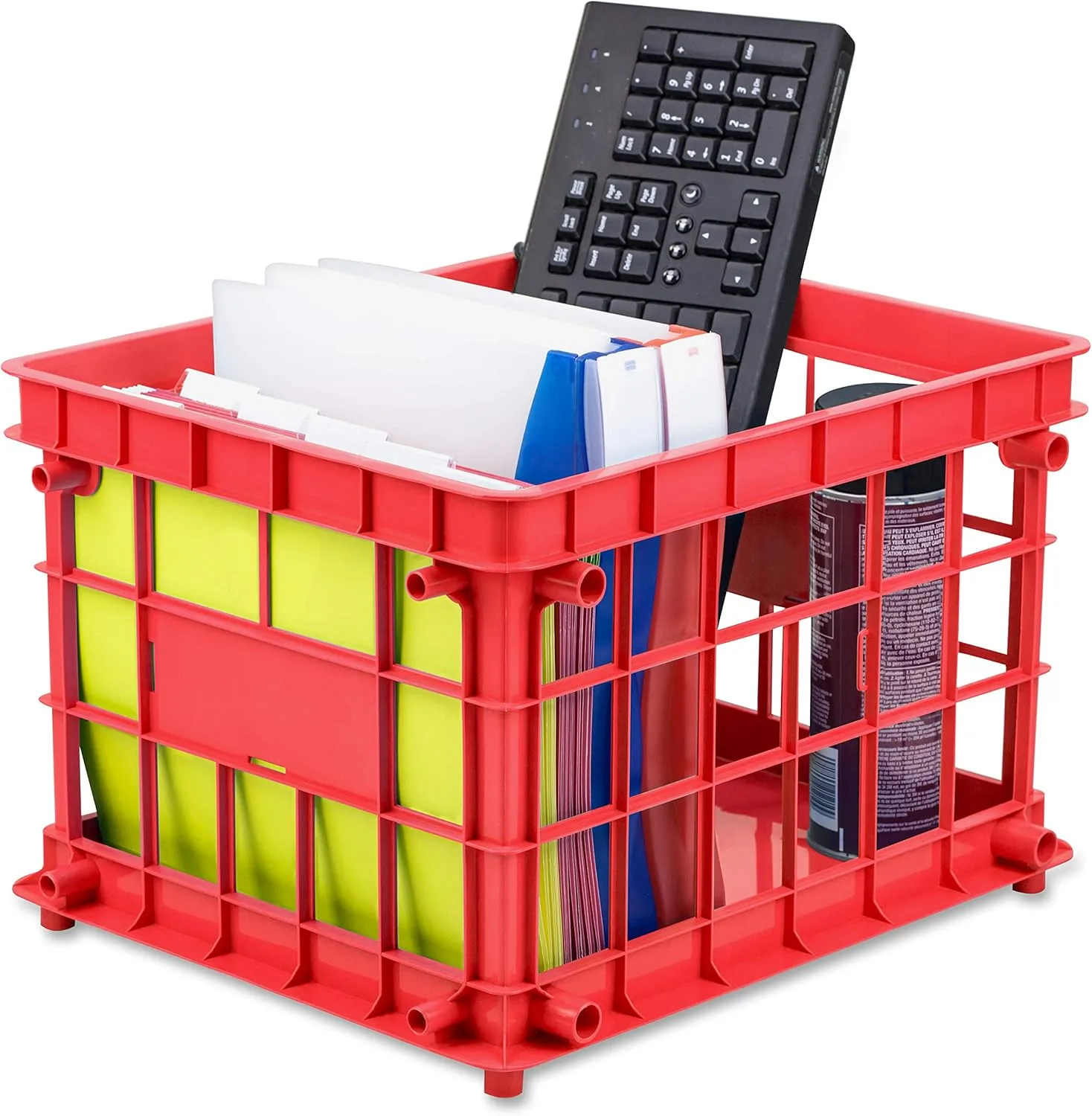 Storex Stackable Storage Crates, Medium, Assorted Colors, Set of 3