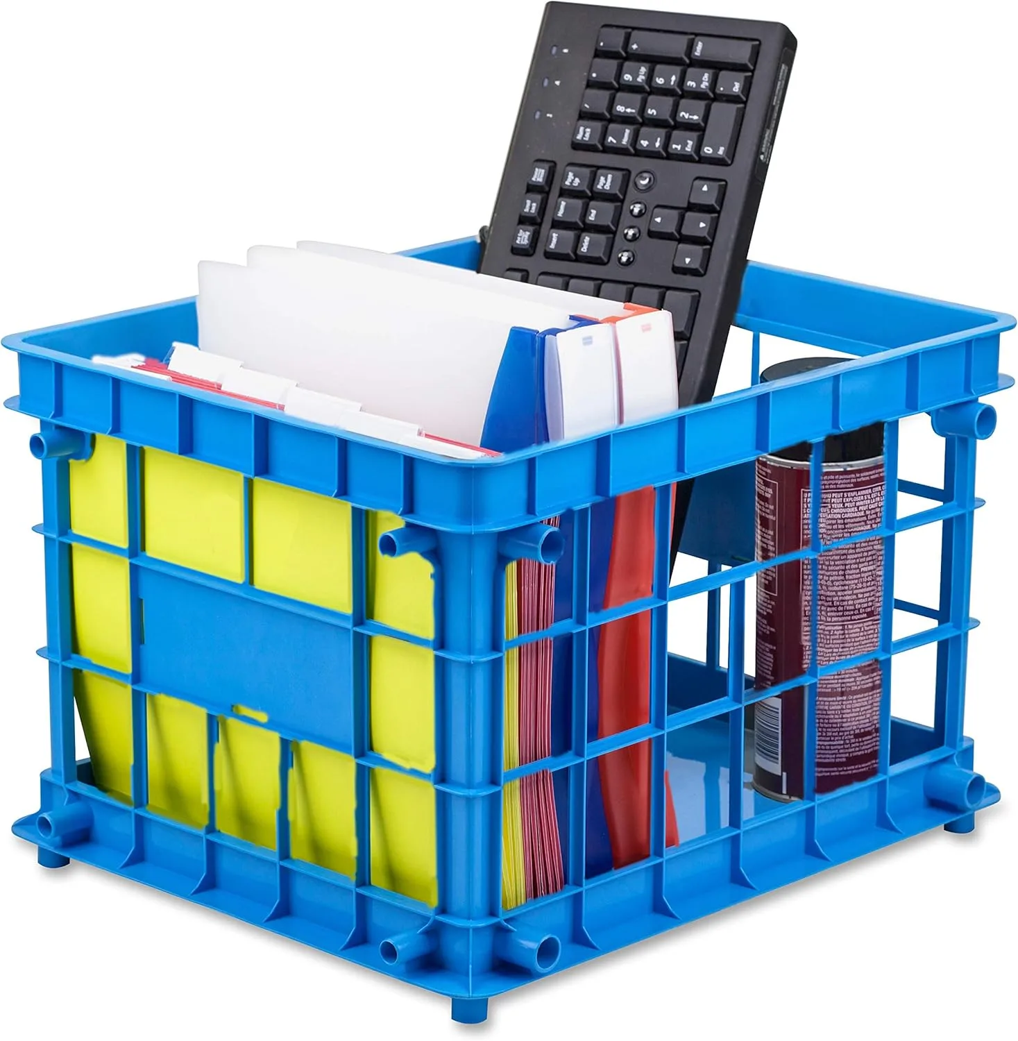 Storex Stackable Storage Crates, Medium, Assorted Colors, Set of 3