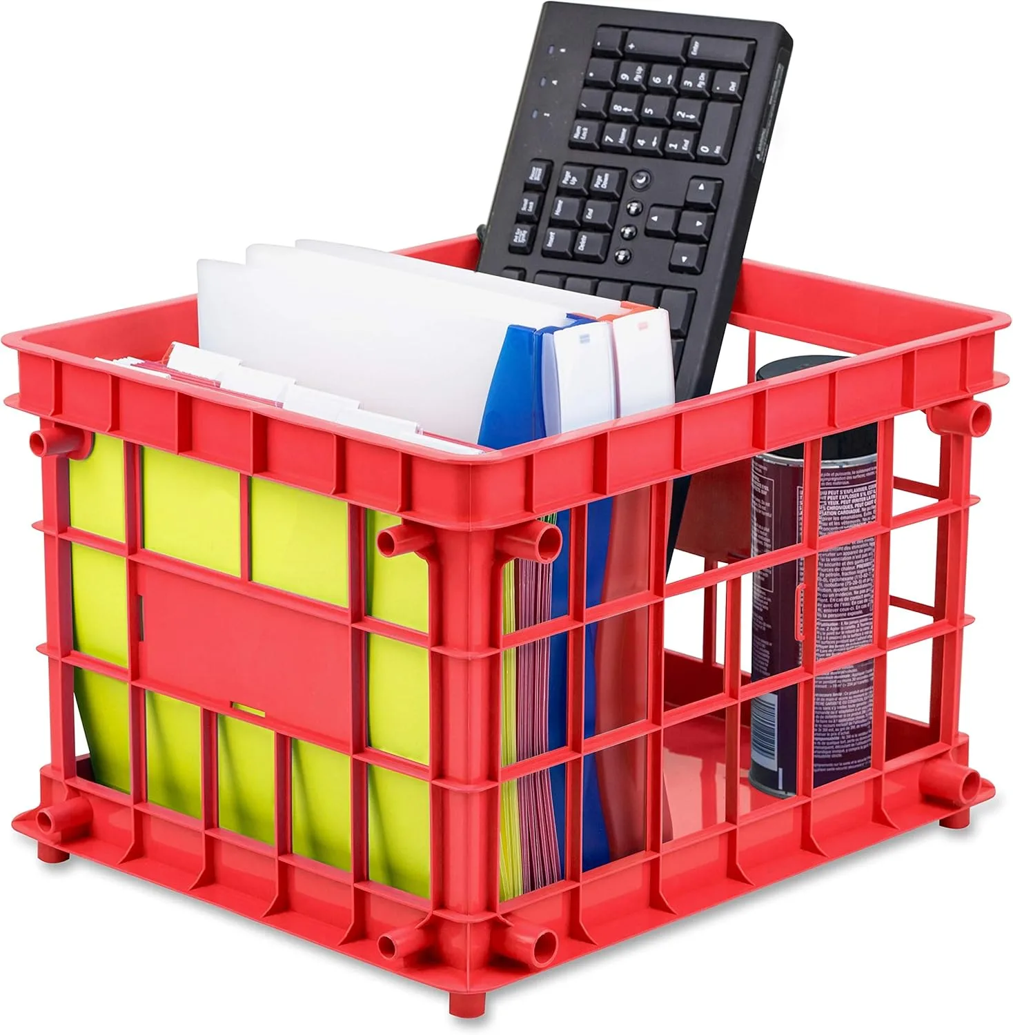 Storex Stackable Storage Crates, Medium, Assorted Colors, Set of 3