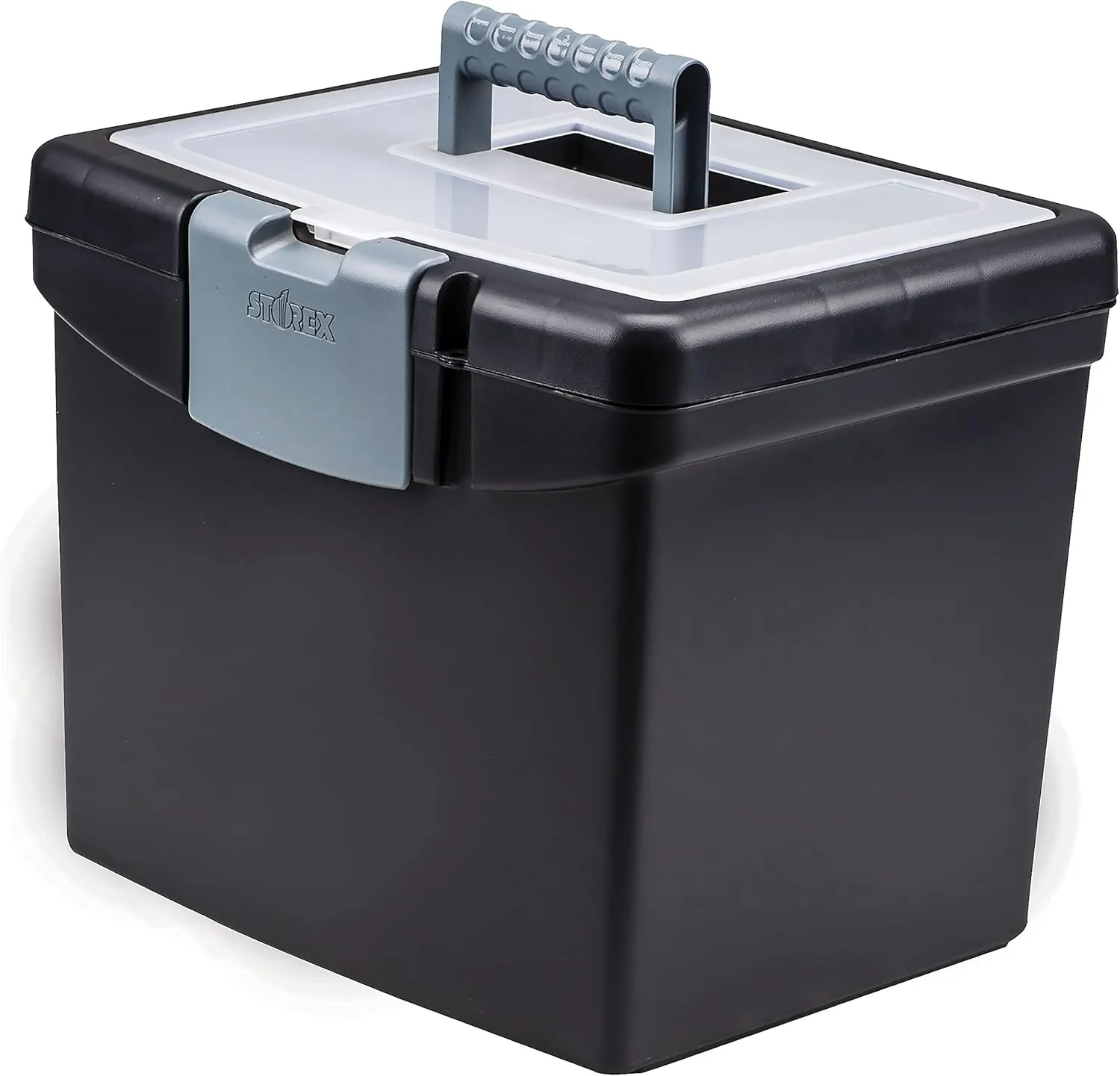 Storex Economy Portable File Box for Letter Size Hanging Files, Black (61502U01C)