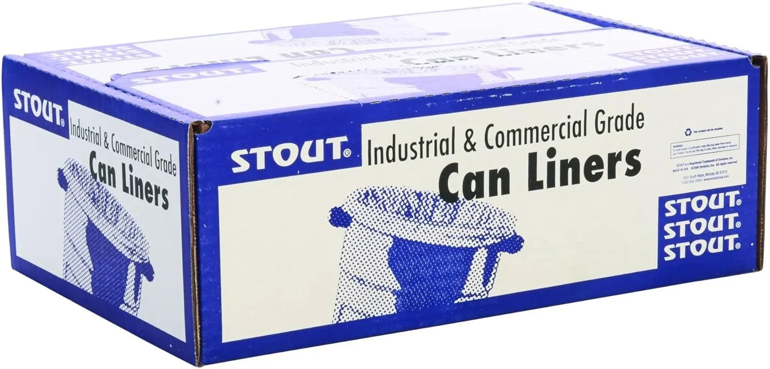 Stout by Envision 30 Gallon Heavy Duty Total Recycled Content (TRC) Trash Bags, X-Heavy 1.3 Mil Plastic, 30% PCM, 100 Bags, 30"x39" (T3039B13)