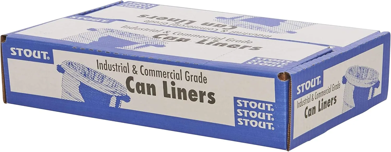 Stout by Envision 30 Gallon Heavy Duty Total Recycled Content (TRC) Trash Bags, X-Heavy 1.3 Mil Plastic, 30% PCM, 100 Bags, 30"x39" (T3039B13)