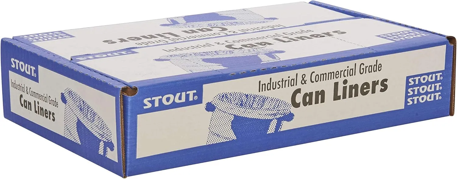 Stout by Envision 30 Gallon Heavy Duty Total Recycled Content (TRC) Trash Bags, X-Heavy 1.3 Mil Plastic, 30% PCM, 100 Bags, 30"x39" (T3039B13)