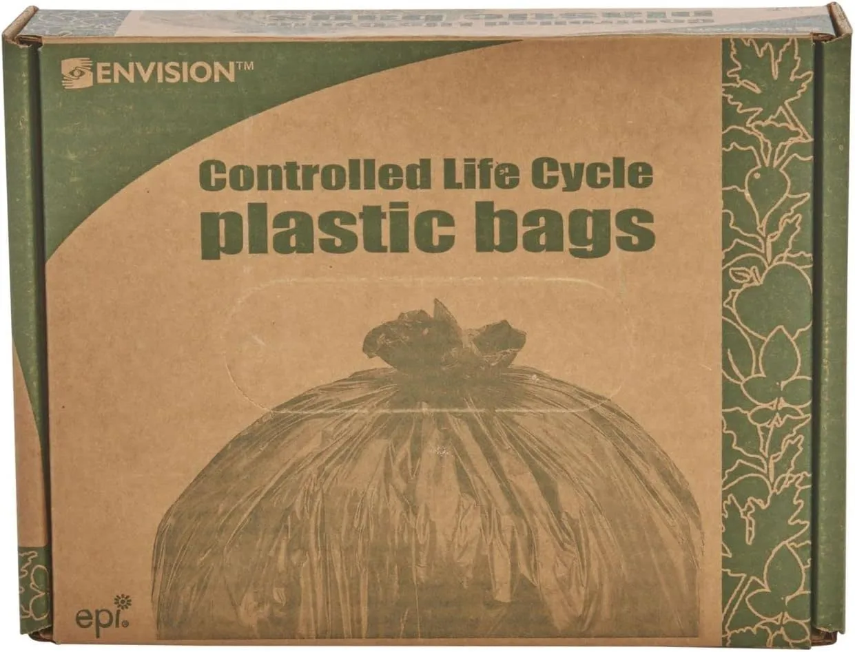 Stout by Envision 39 Gallon 33" x 44" Controlled Life-Cycle Trash Bags, 40/Box, Brown