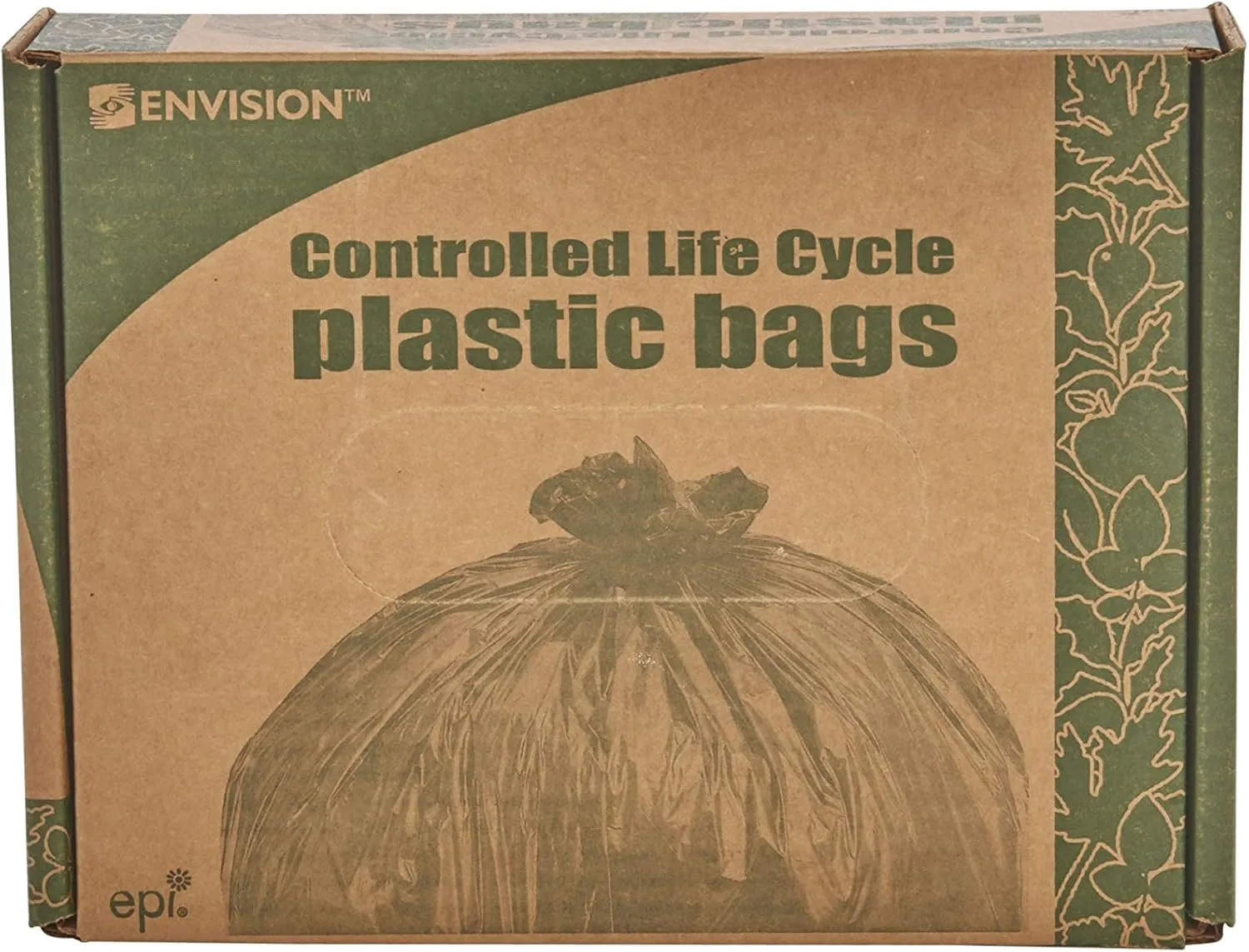Stout by Envision 39 Gallon 33" x 44" Controlled Life-Cycle Trash Bags, 40/Box, Brown