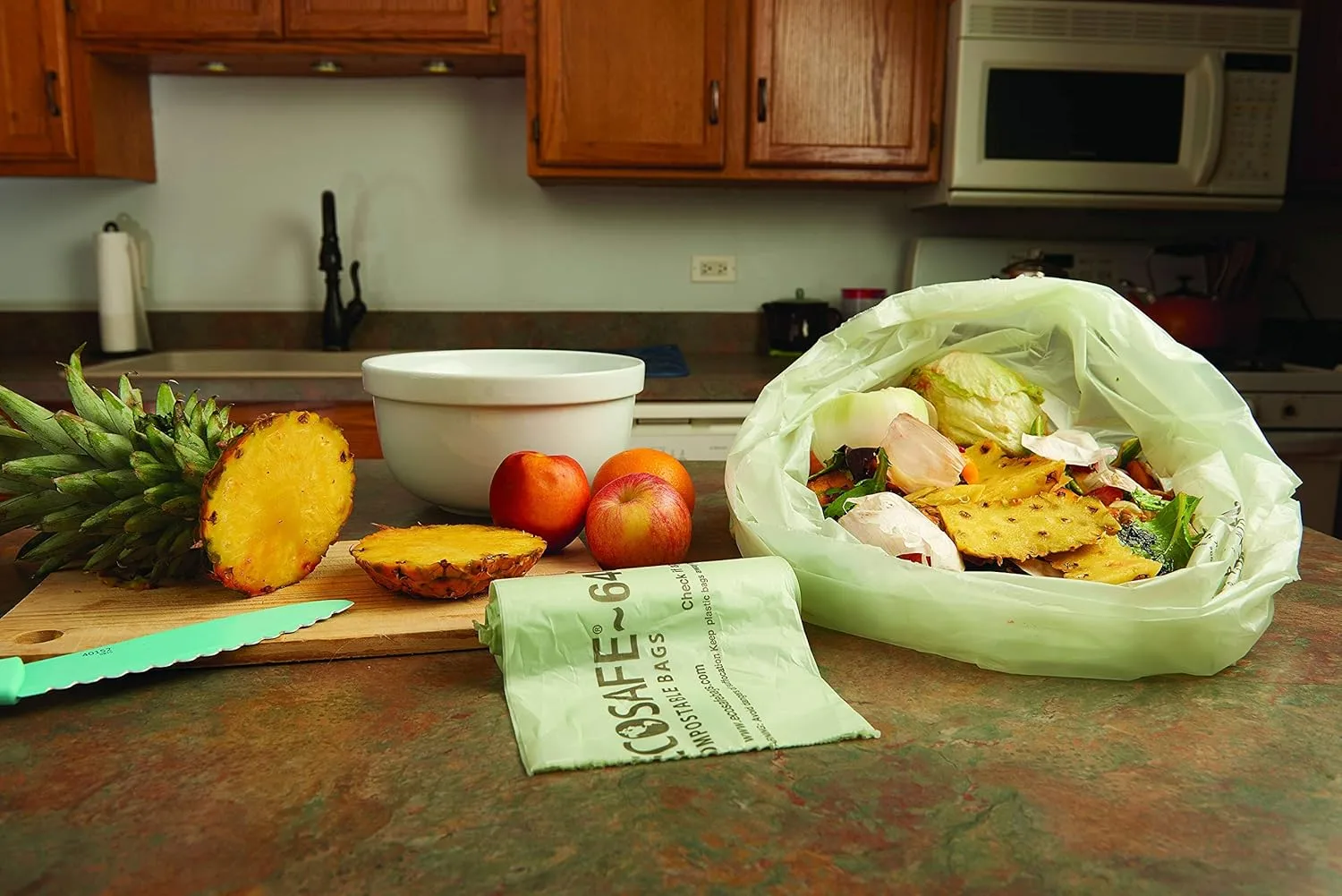 Stout E2430E85 EcoSafe-6400 Compostable Compost Bags 13gal .85mil 24 x 30 Green 45/Box